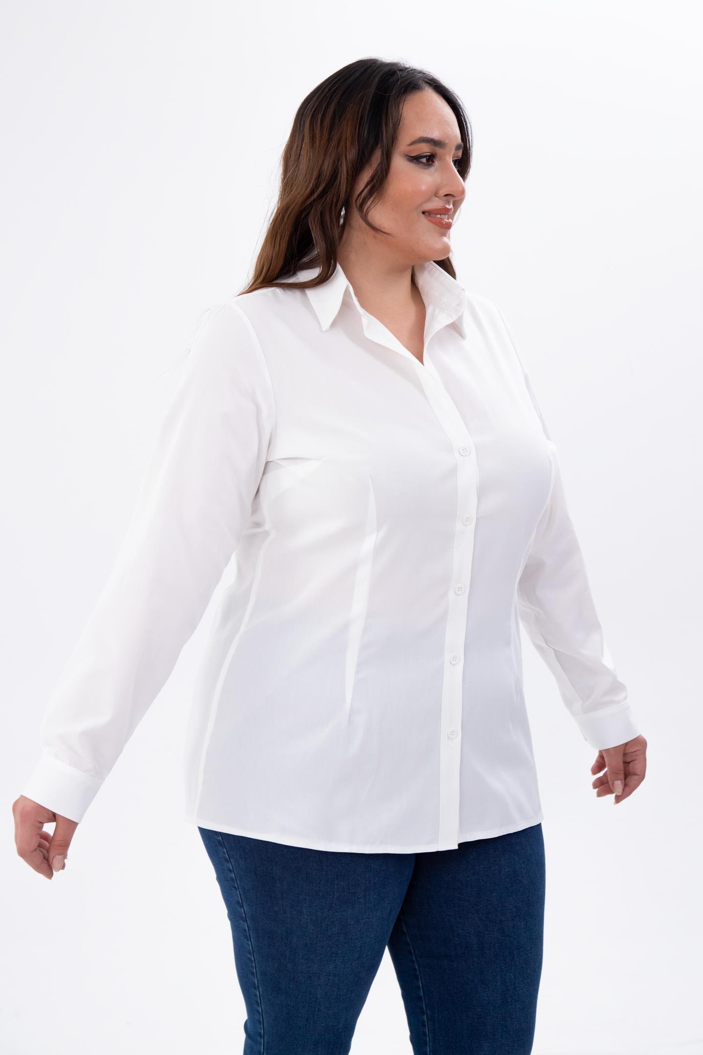 Büyük Beden 122252 Poplin Gömlek  Beyaz