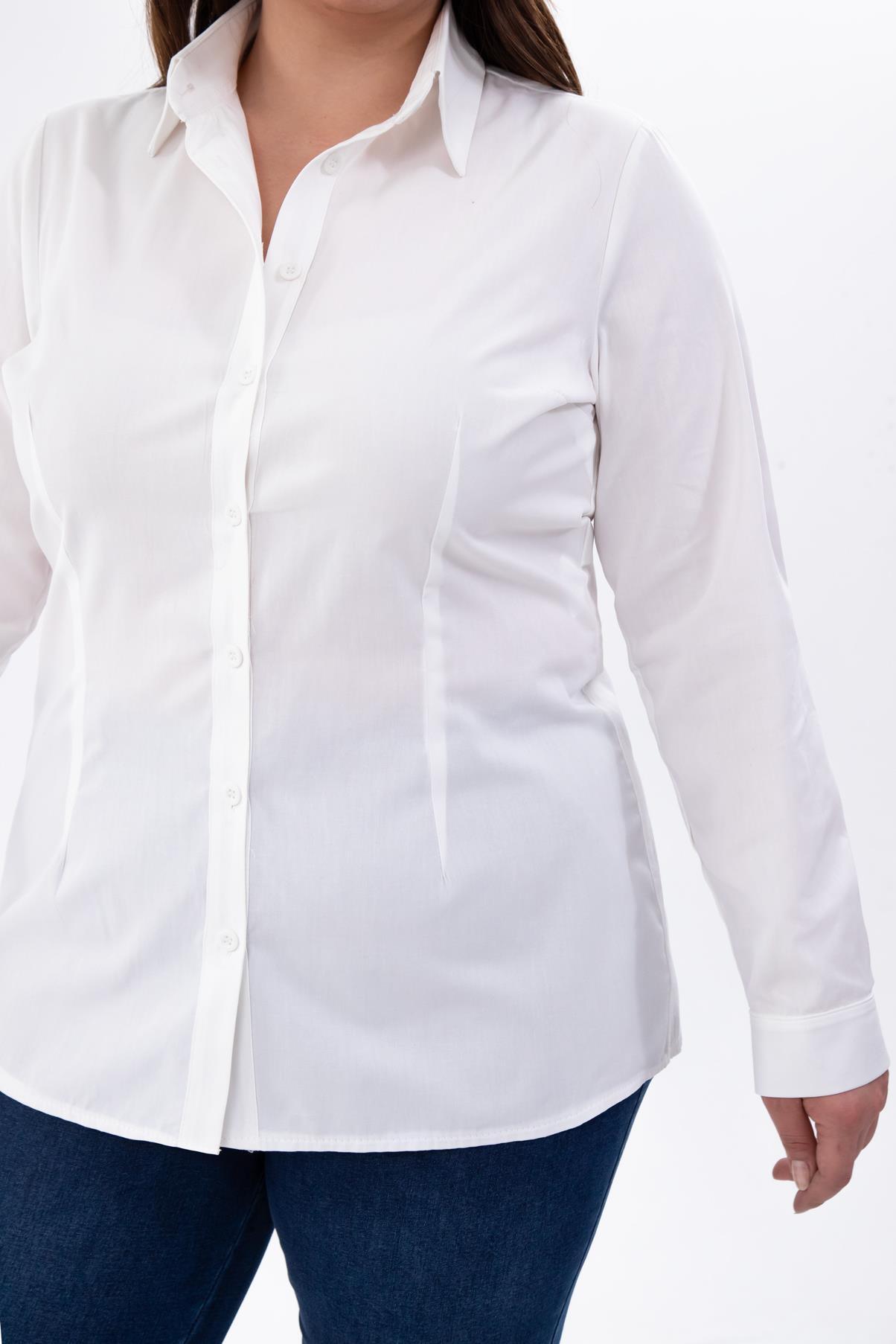 Büyük Beden 122252 Poplin Gömlek  Beyaz