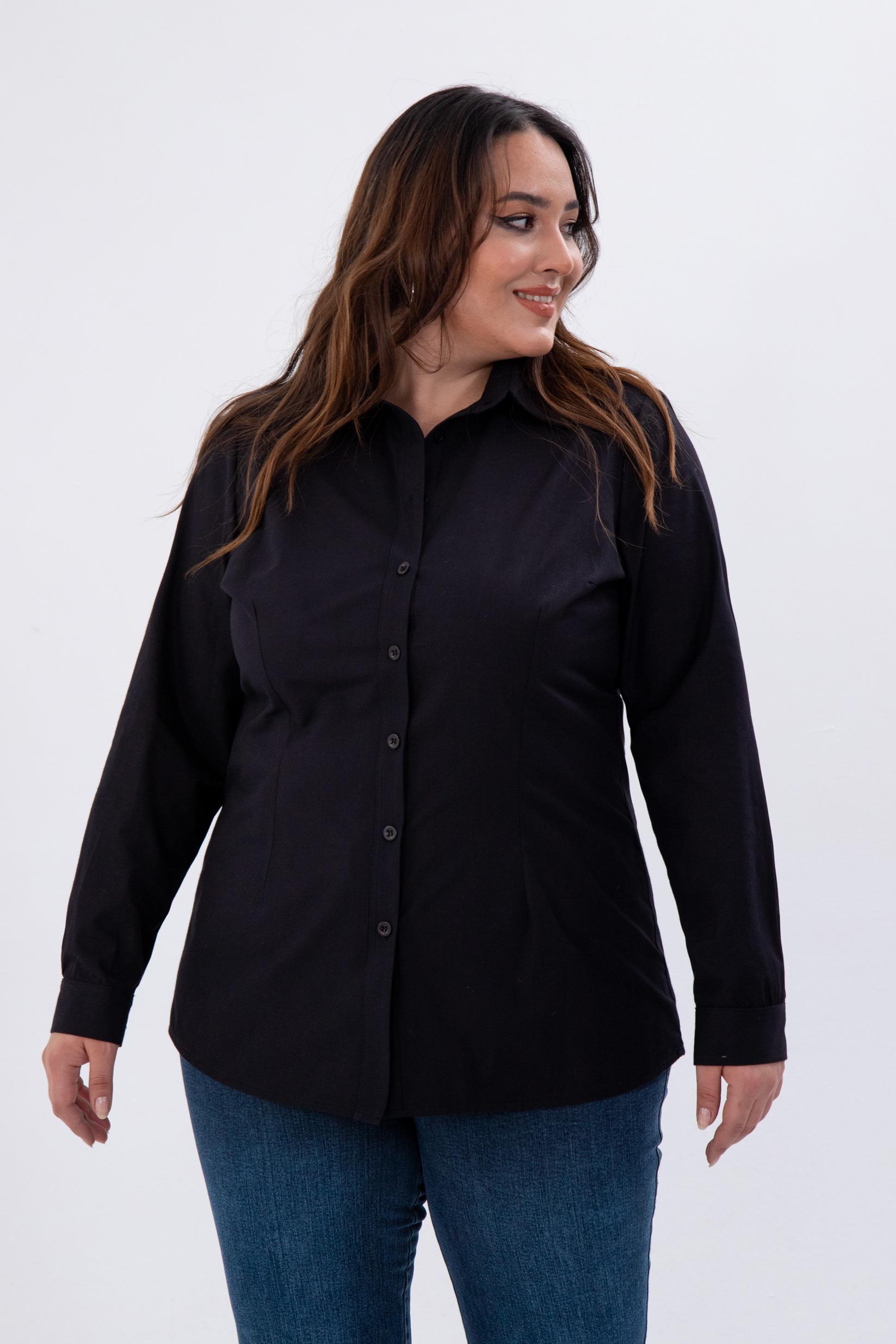 Büyük Beden 122252 Poplin Gömlek  Siyah