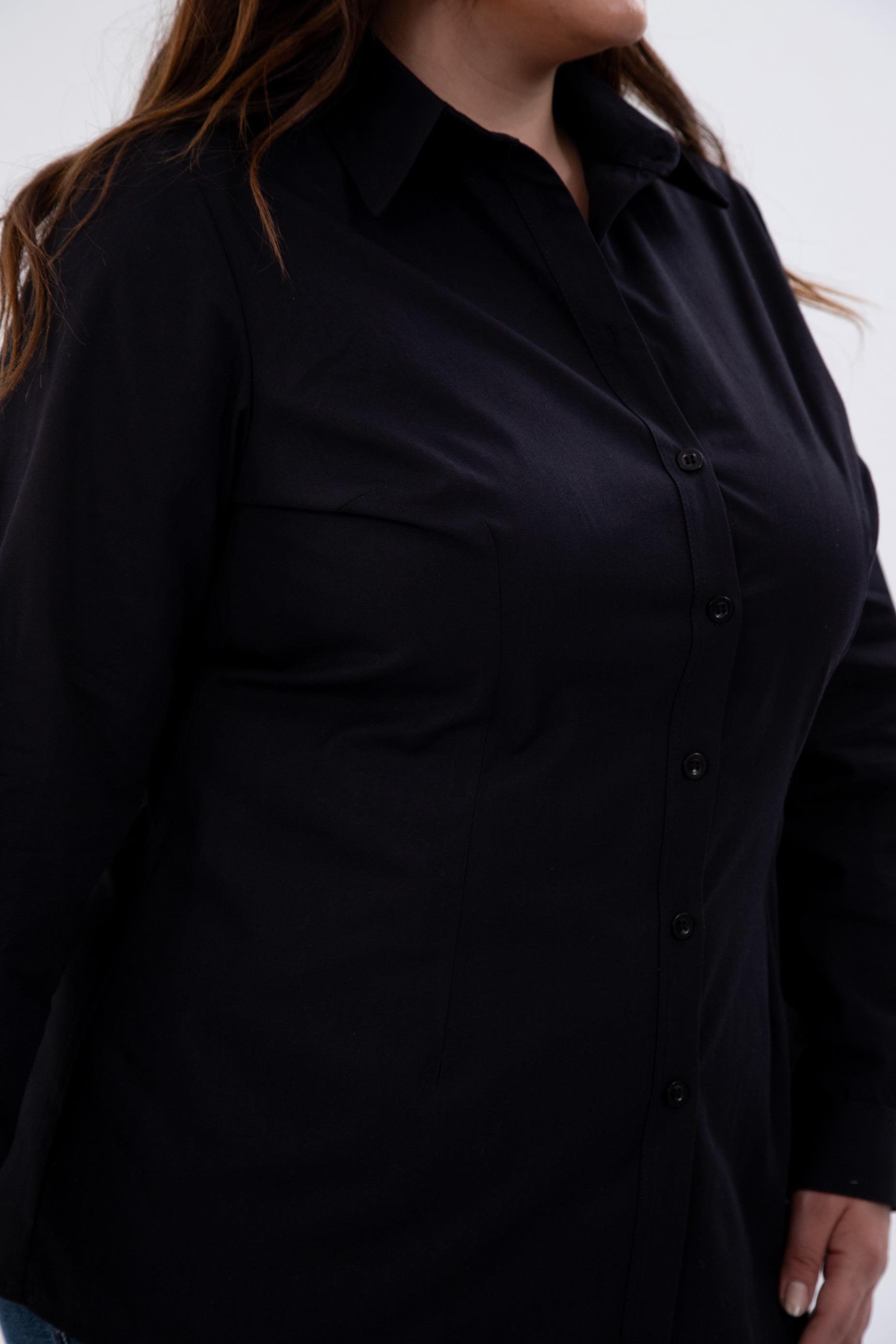 Büyük Beden 122252 Poplin Gömlek  Siyah