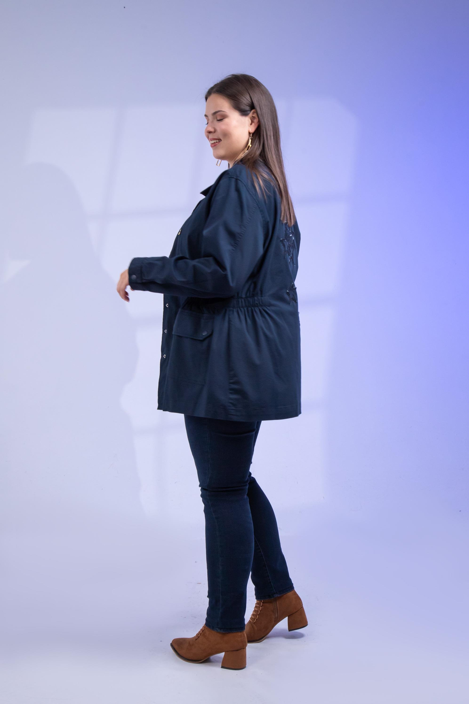 Büyük Beden 1222531 Nakışlı Ceket Lacivert