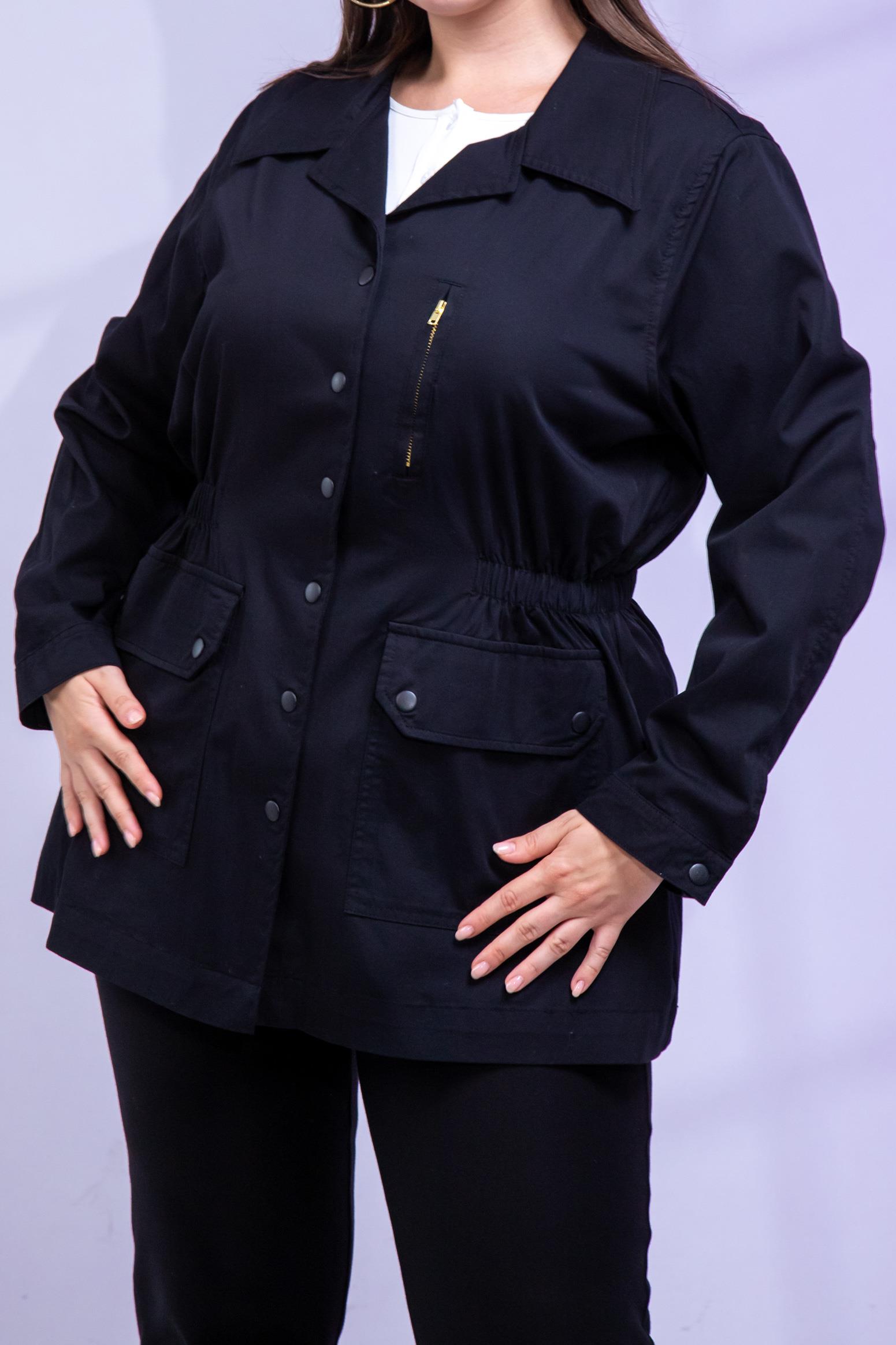 Büyük Beden 1222531 Nakışlı Ceket Siyah