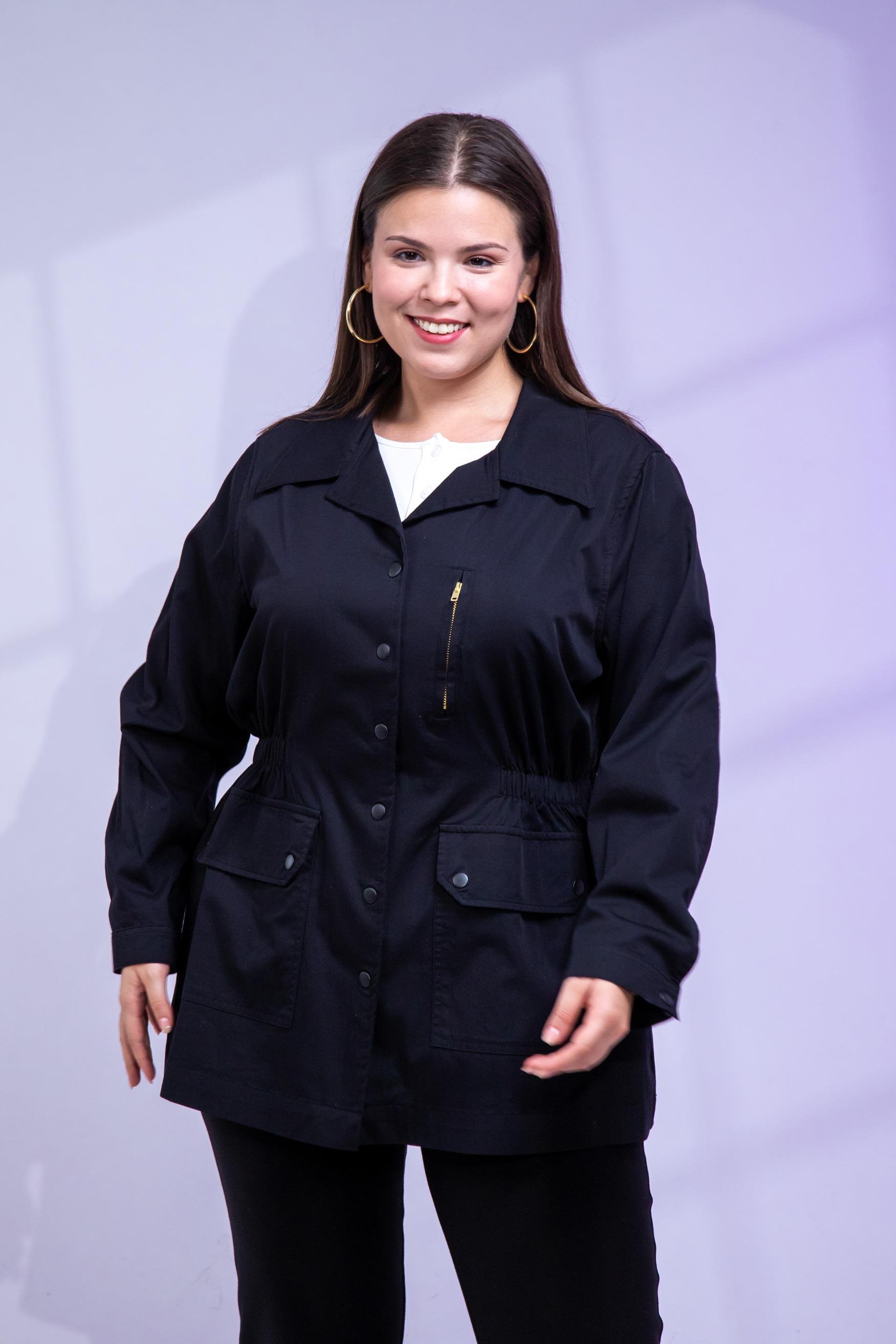 Büyük Beden 1222531 Nakışlı Ceket Siyah