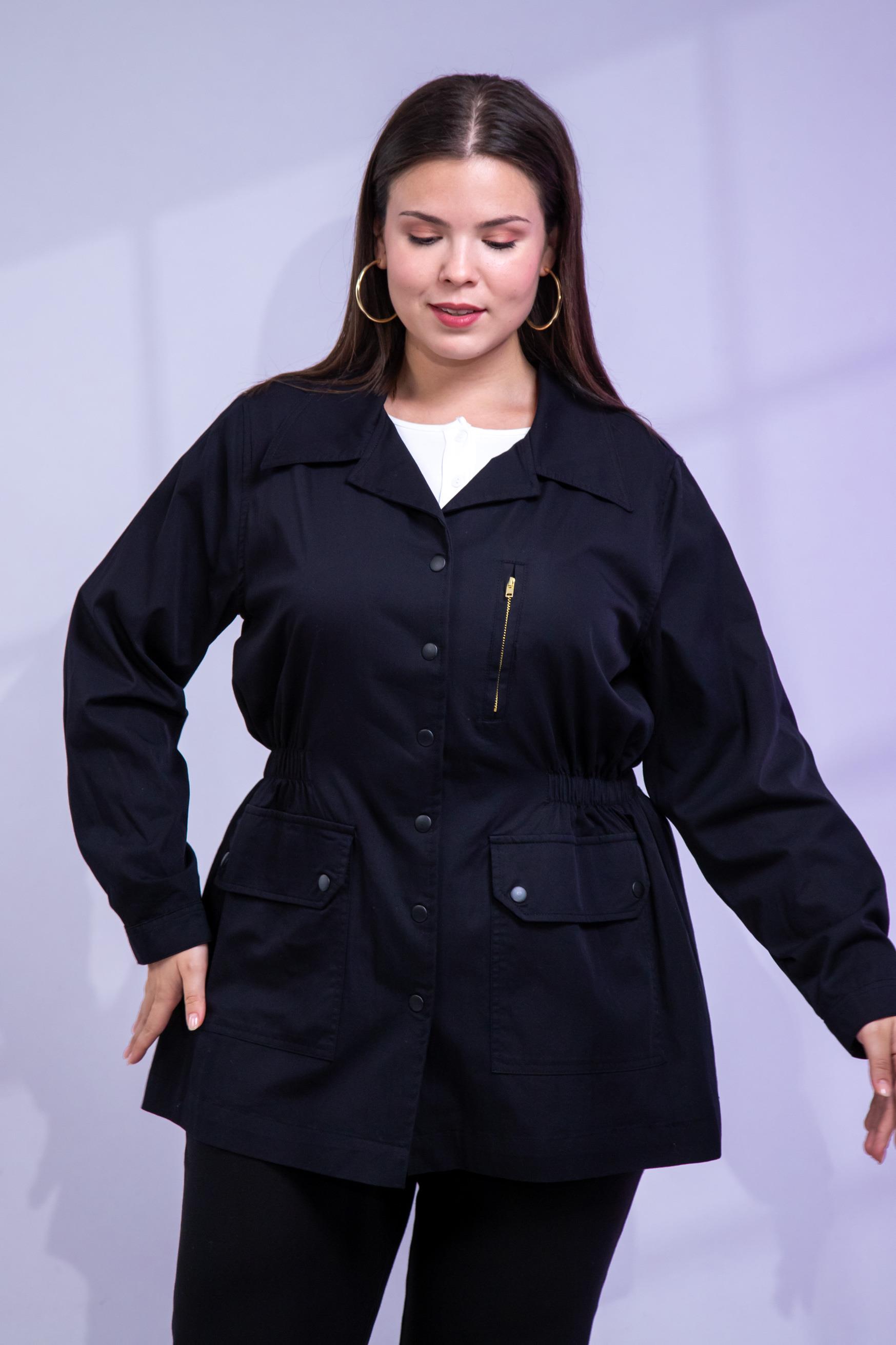 Büyük Beden 1222531 Nakışlı Ceket Siyah