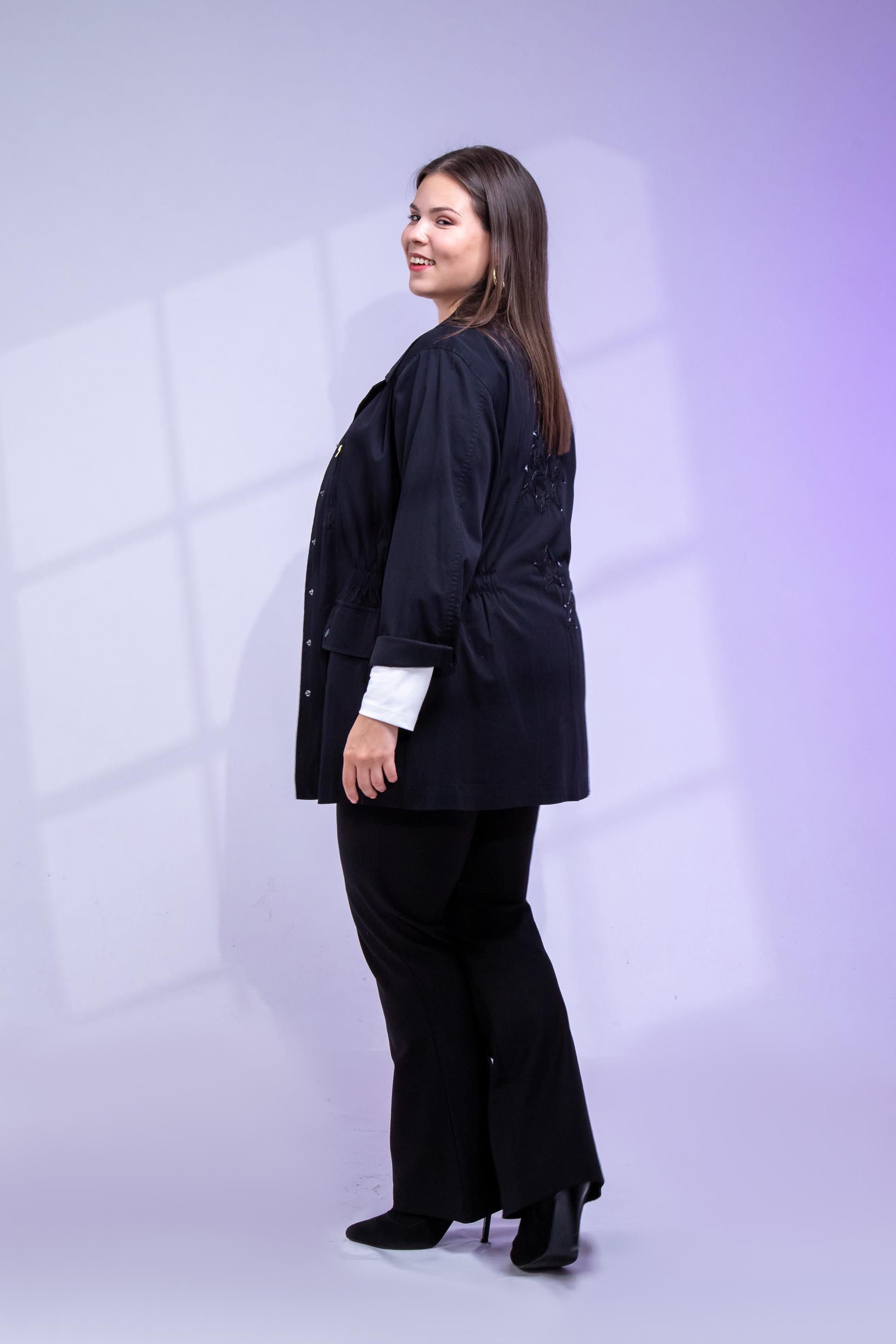 Büyük Beden 1222531 Nakışlı Ceket Siyah