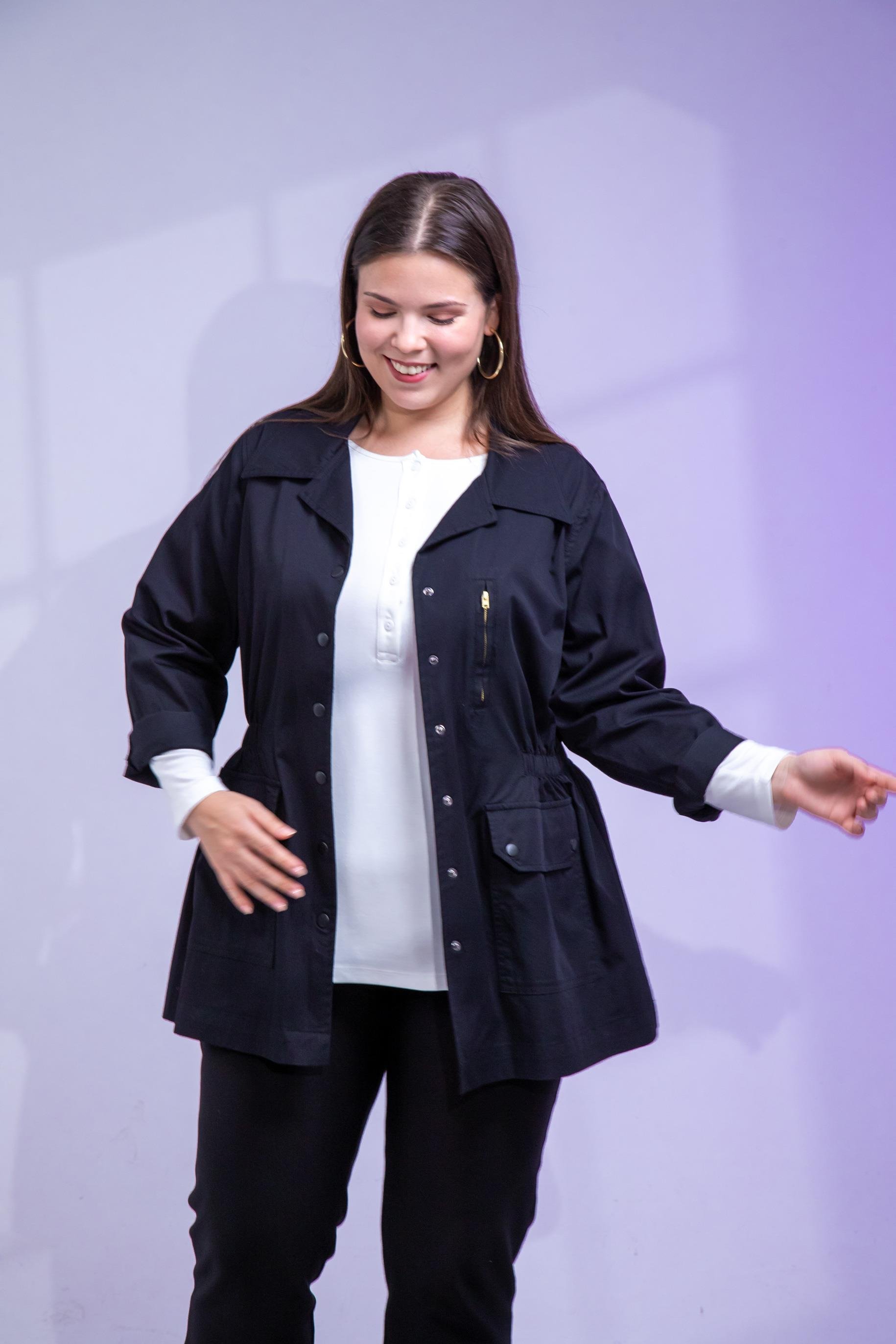 Büyük Beden 1222531 Nakışlı Ceket Siyah