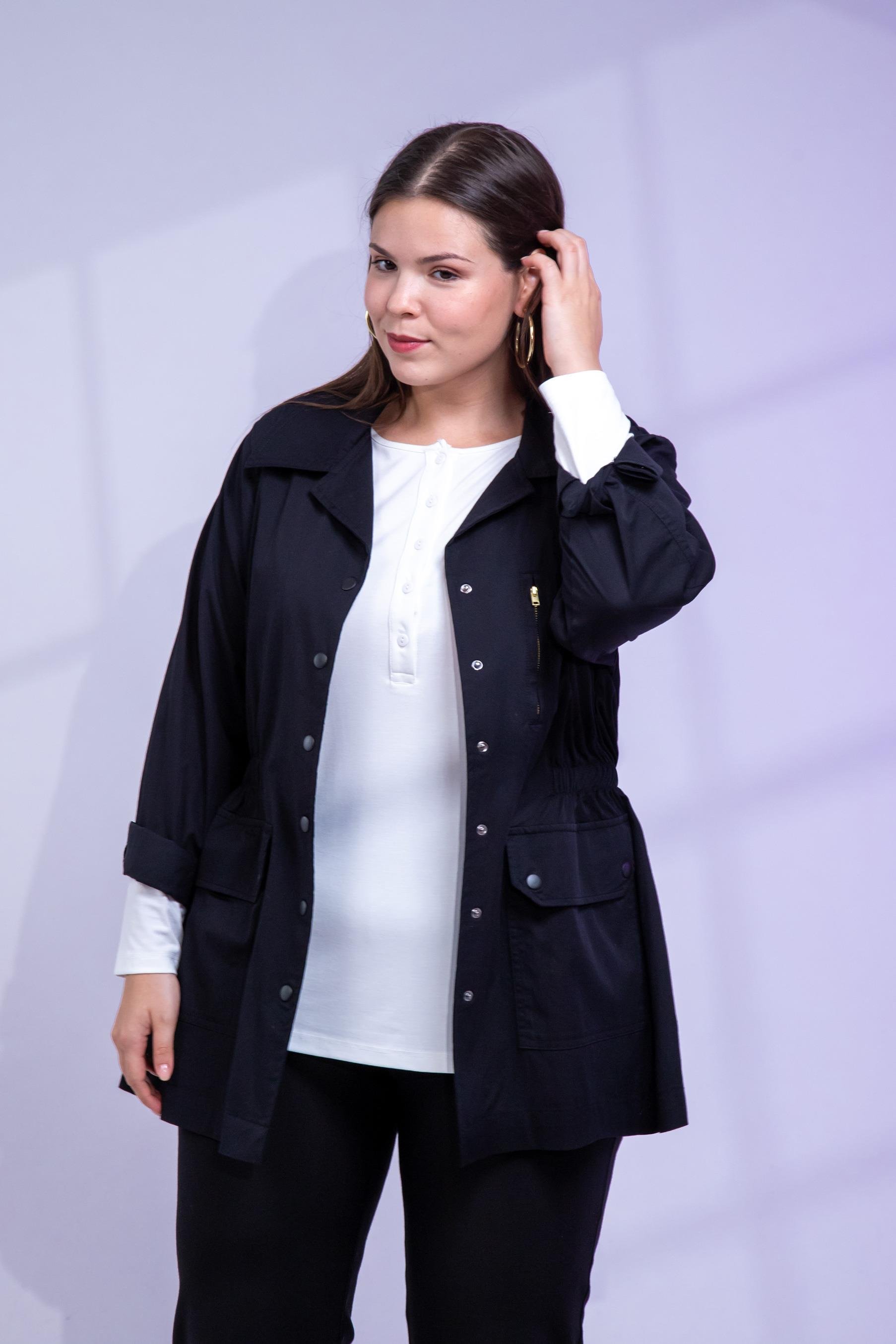 Büyük Beden 1222531 Nakışlı Ceket Siyah