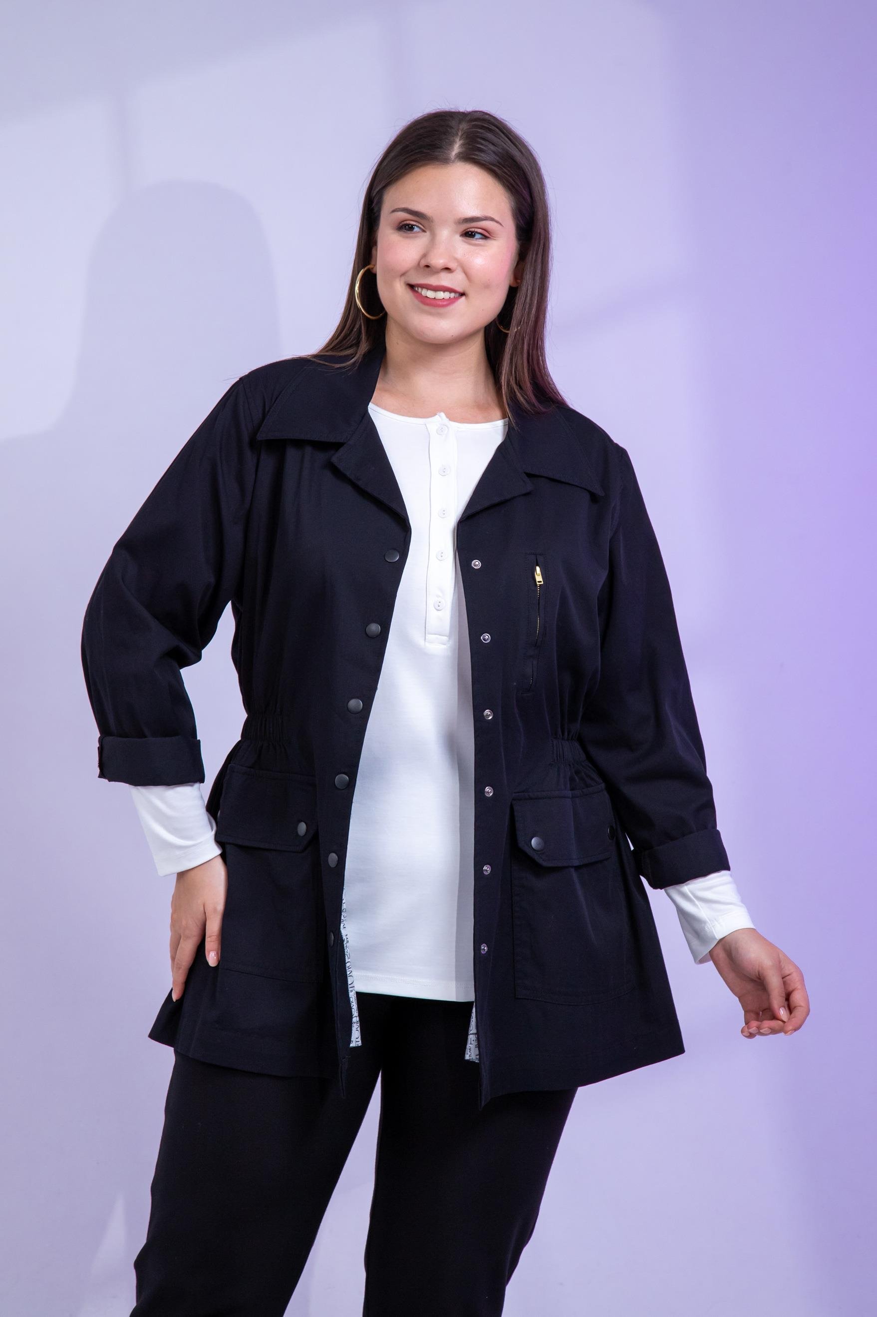 Büyük Beden 1222531 Nakışlı Ceket Siyah