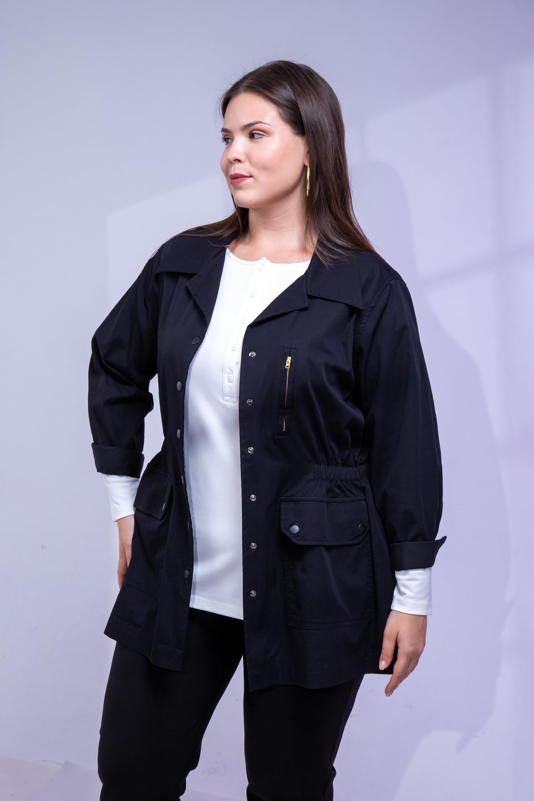 Büyük Beden 1222531 Nakışlı Ceket Siyah