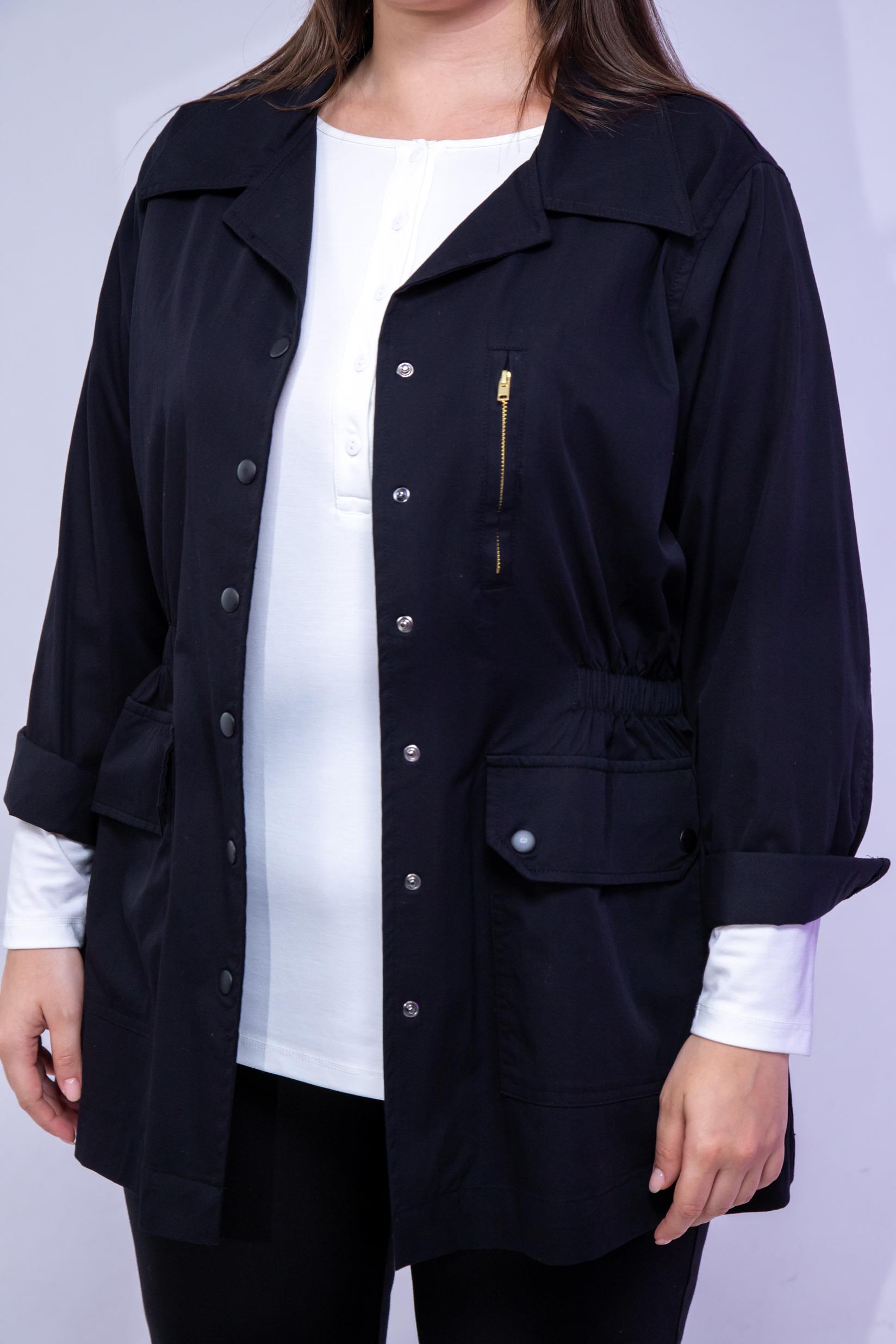 Büyük Beden 1222531 Nakışlı Ceket Siyah