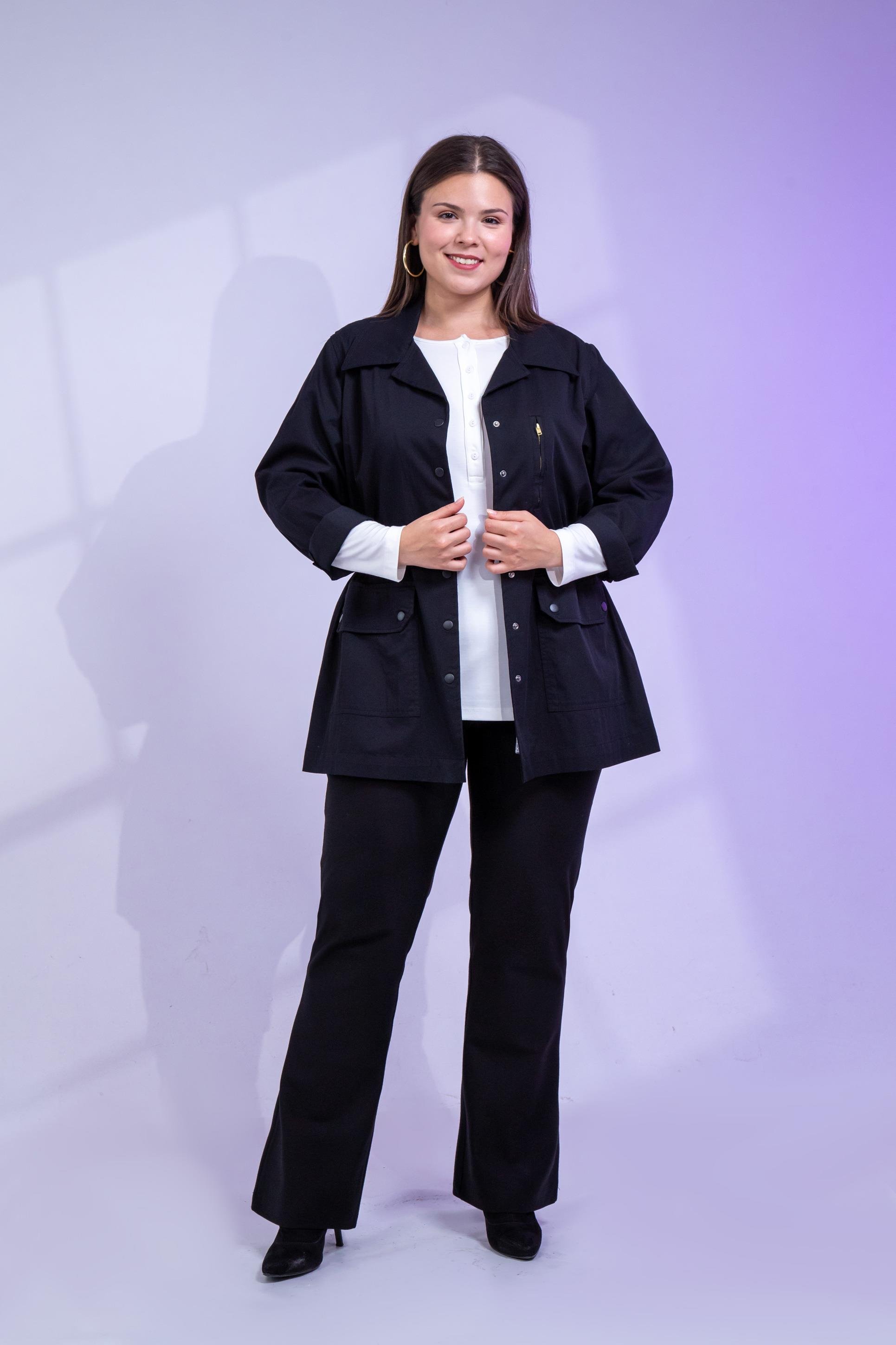 Büyük Beden 1222531 Nakışlı Ceket Siyah