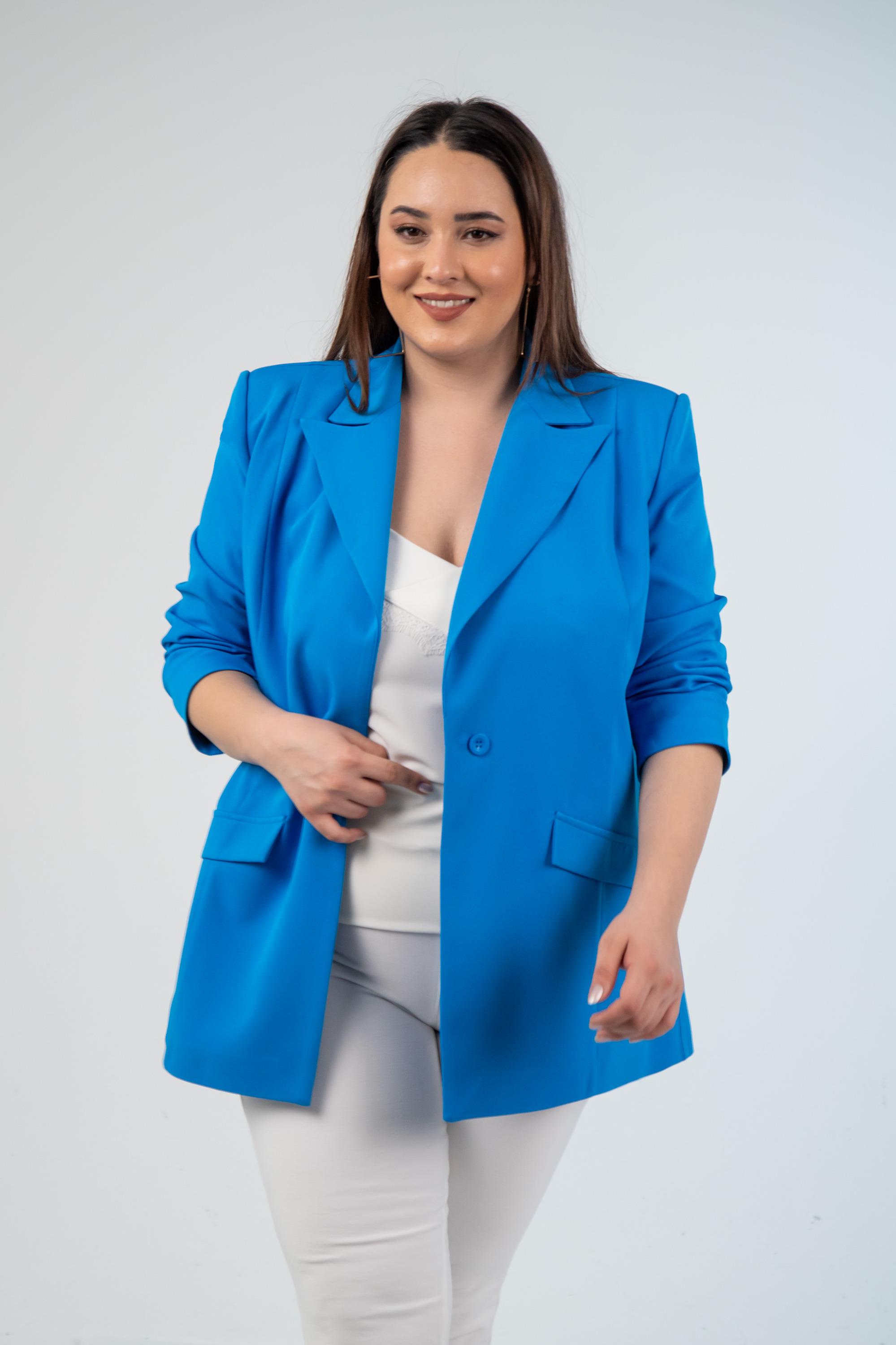 Büyük Beden 1222537 Blazer Ceket Saks