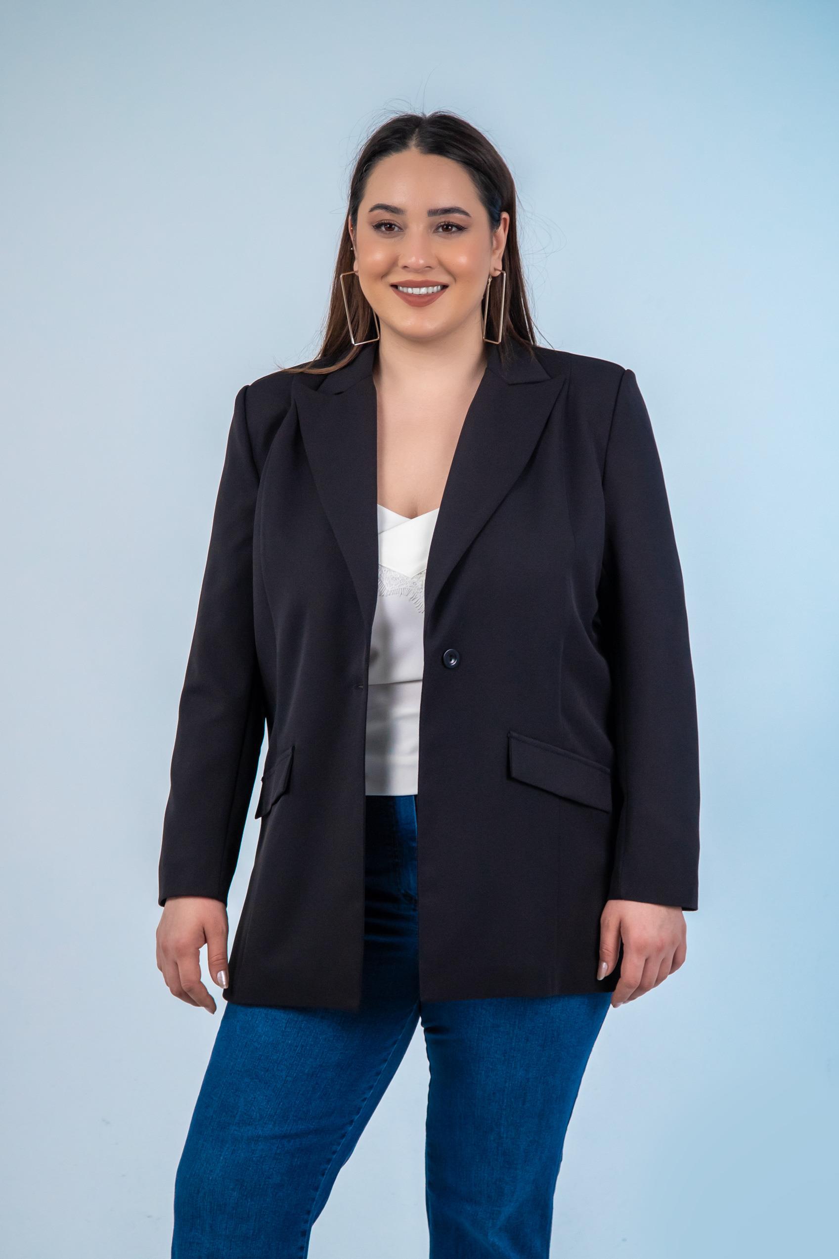 Büyük Beden 1222537 Blazer Ceket Siyah