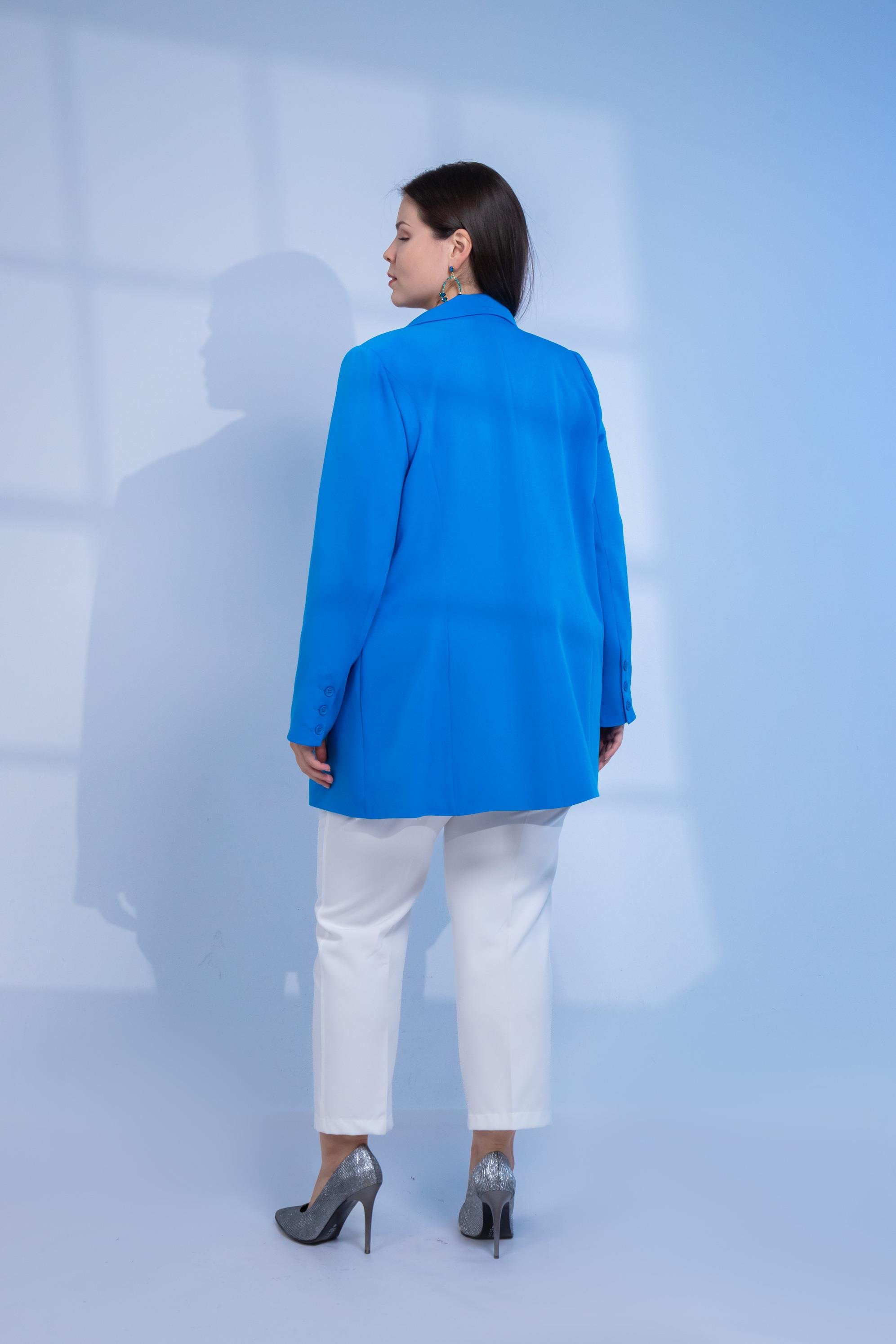 Büyük Beden 122262 Cep Fermuarlı Blazer Ceket Saks