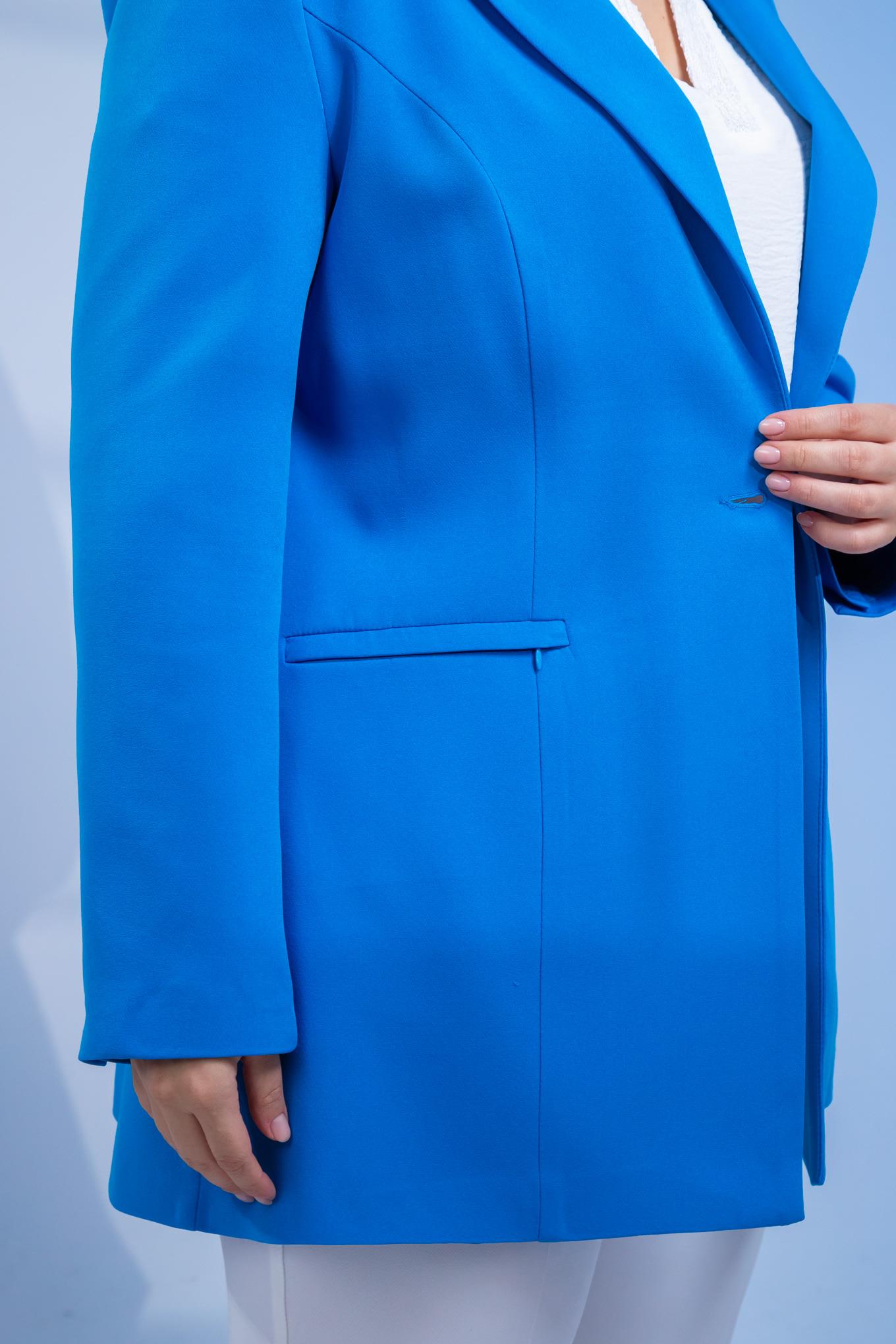 Büyük Beden 122262 Cep Fermuarlı Blazer Ceket Saks