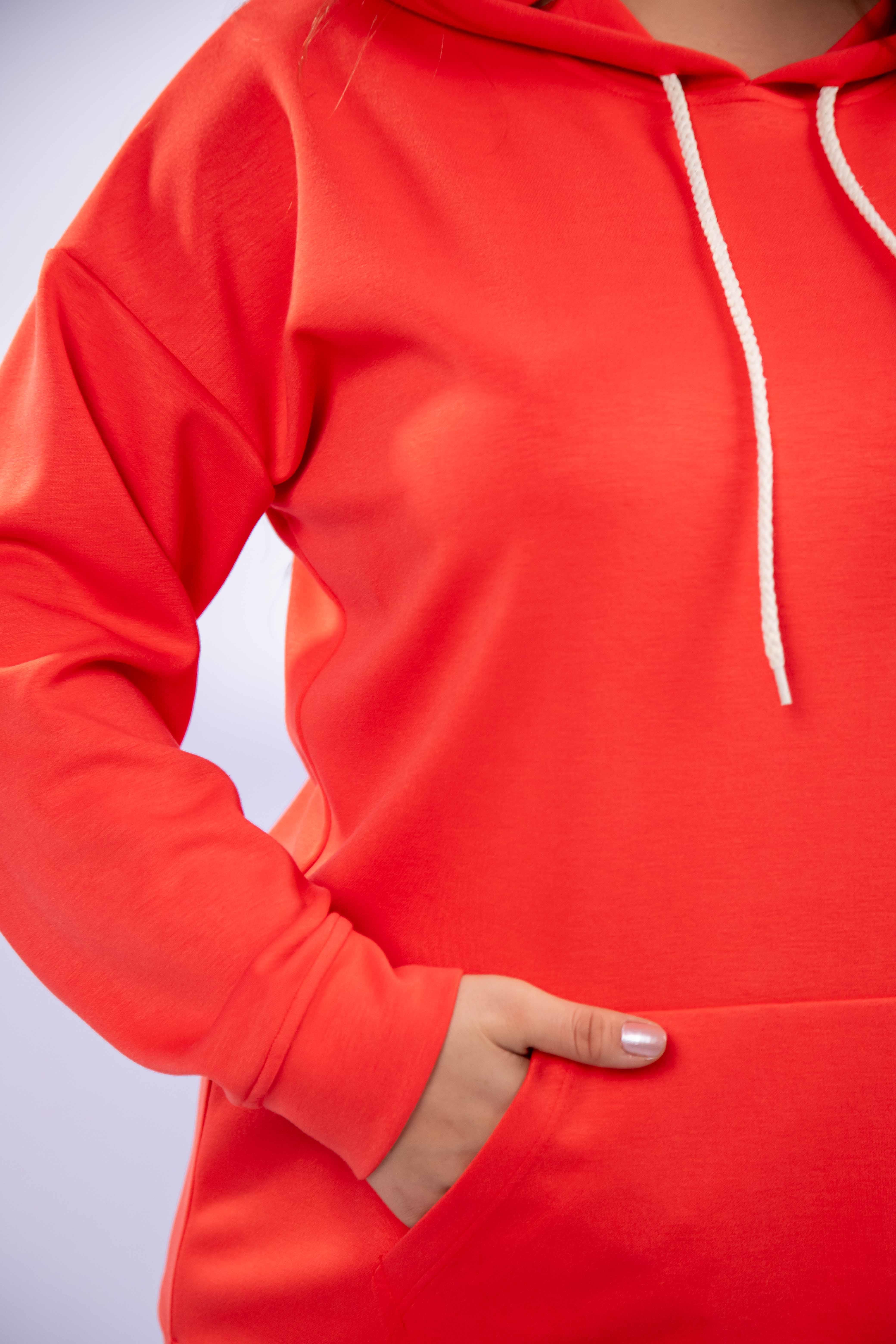 Büyük Beden 122655 Bağcıklı Sweat Kırmızı