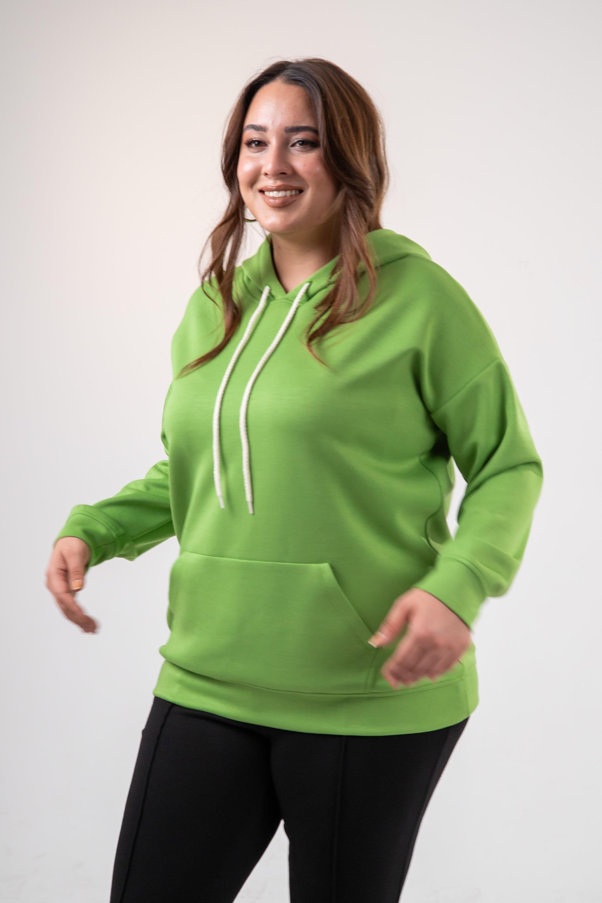 Büyük Beden 122655 Bağcıklı Sweat Yeşıl