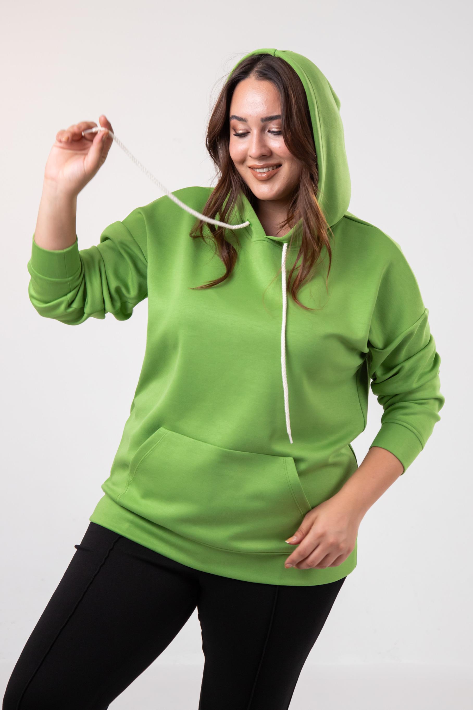 Büyük Beden 122655 Bağcıklı Sweat Yeşıl