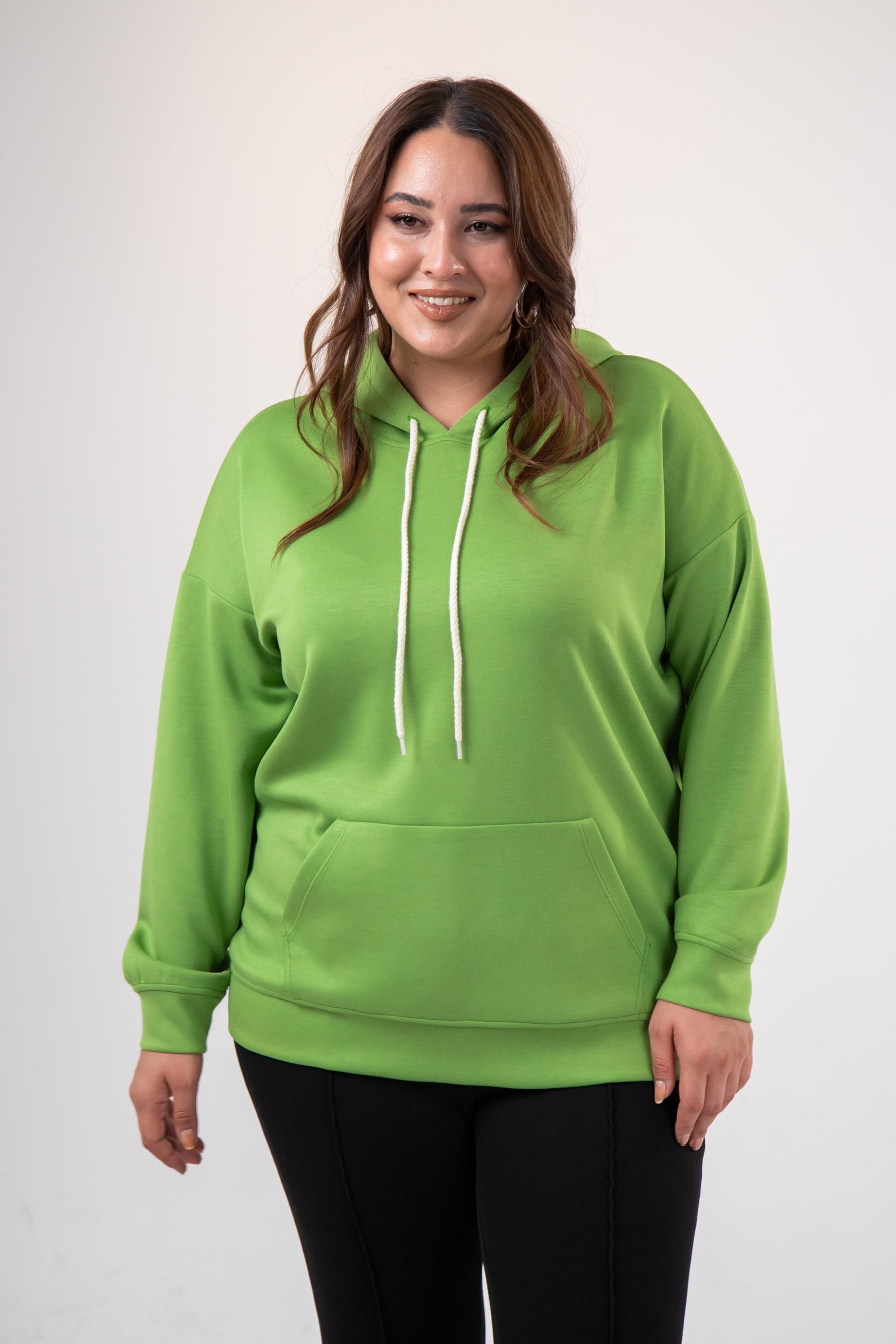 Büyük Beden 122655 Bağcıklı Sweat Yeşıl