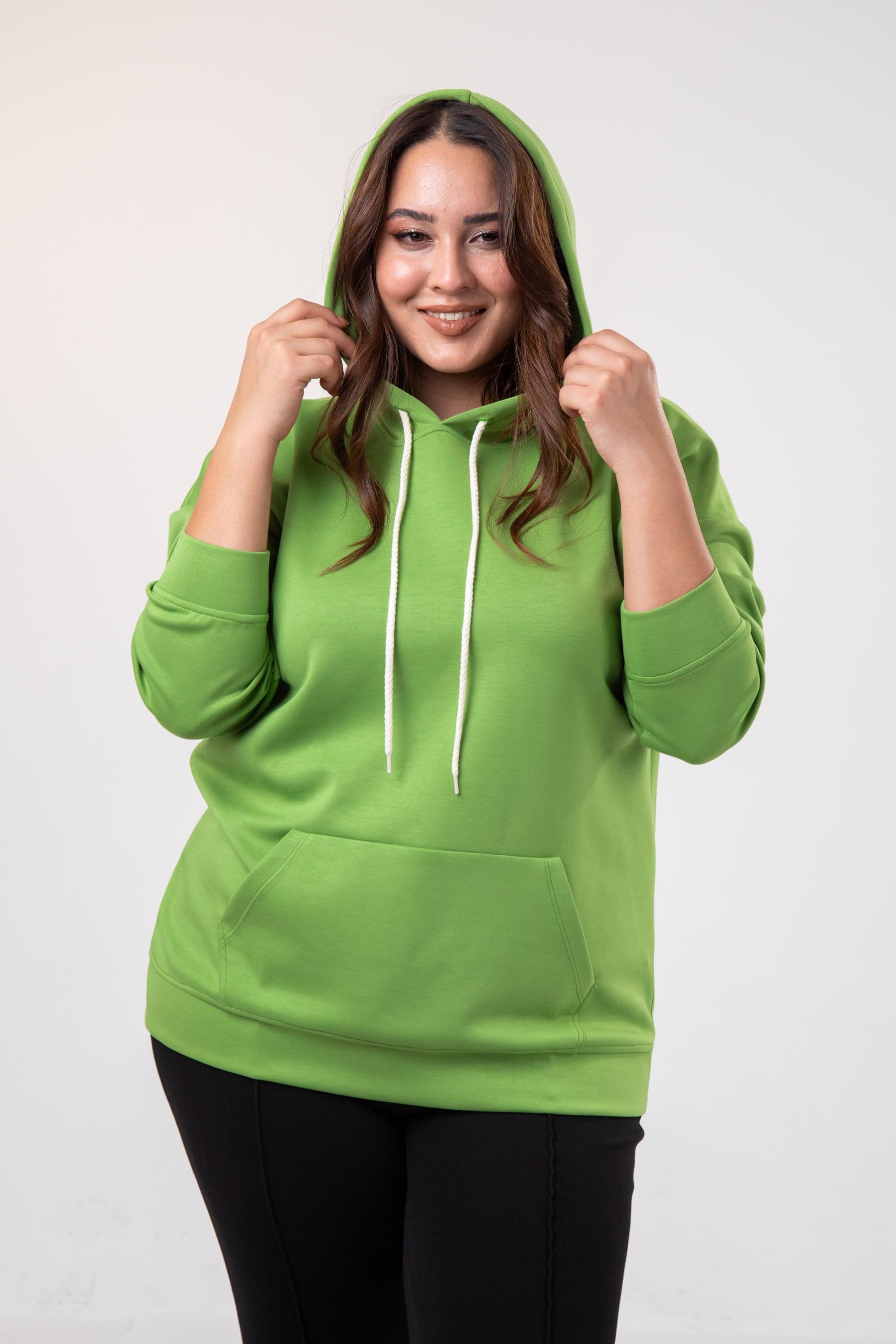 Büyük Beden 122655 Bağcıklı Sweat Yeşıl