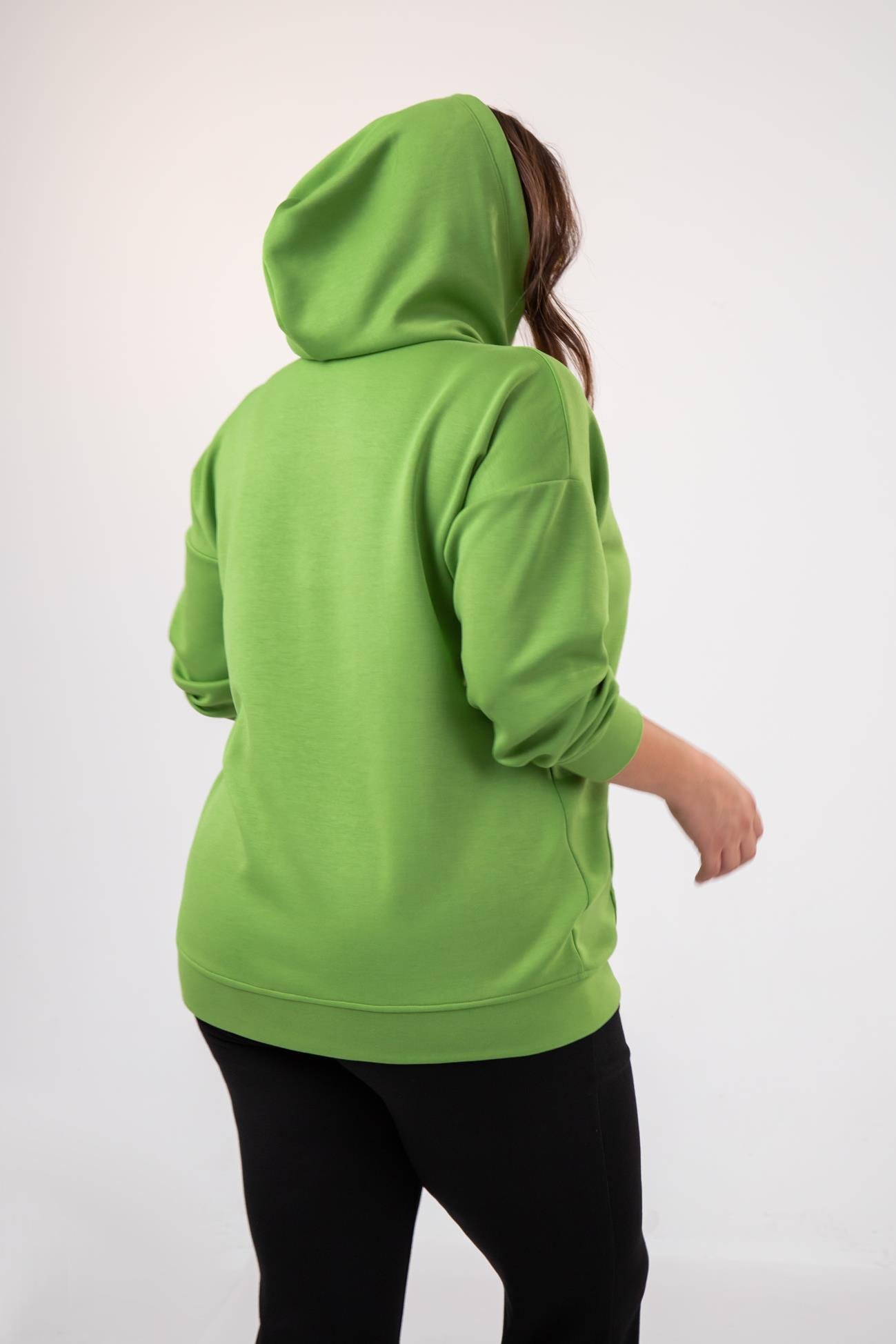Büyük Beden 122655 Bağcıklı Sweat Yeşıl