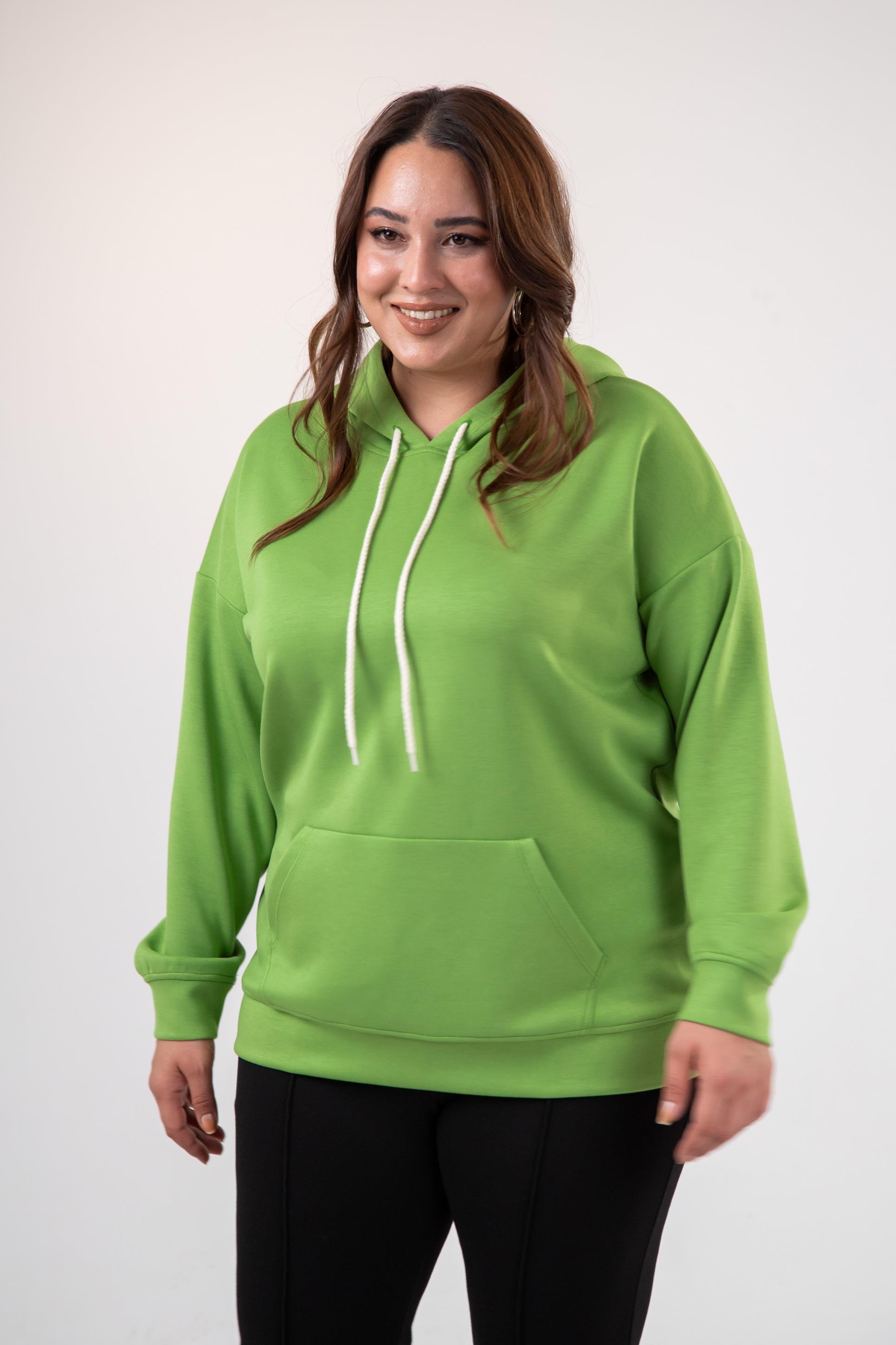 Büyük Beden 122655 Bağcıklı Sweat Yeşıl