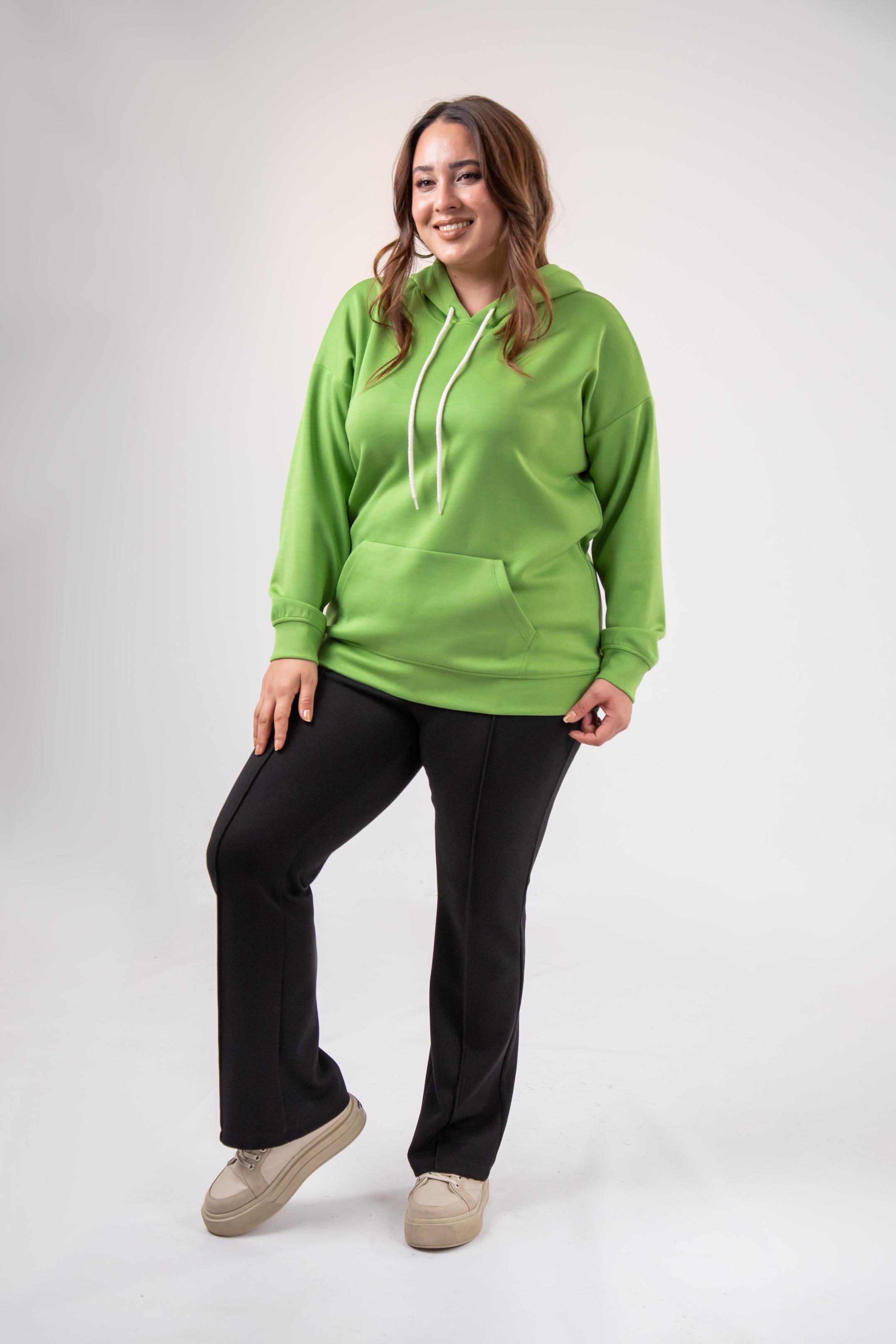 Büyük Beden 122655 Bağcıklı Sweat Yeşıl