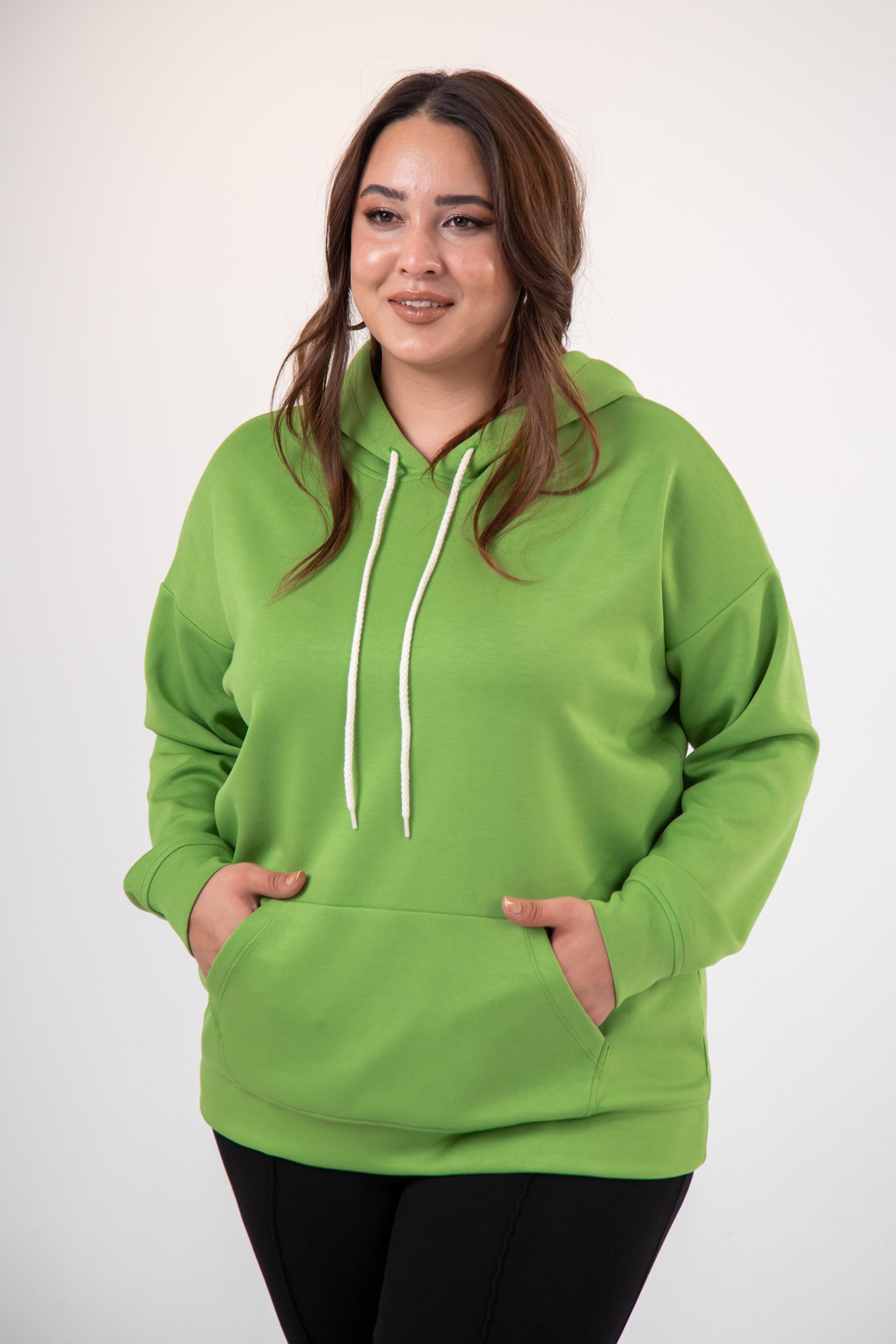 Büyük Beden 122655 Bağcıklı Sweat Yeşıl