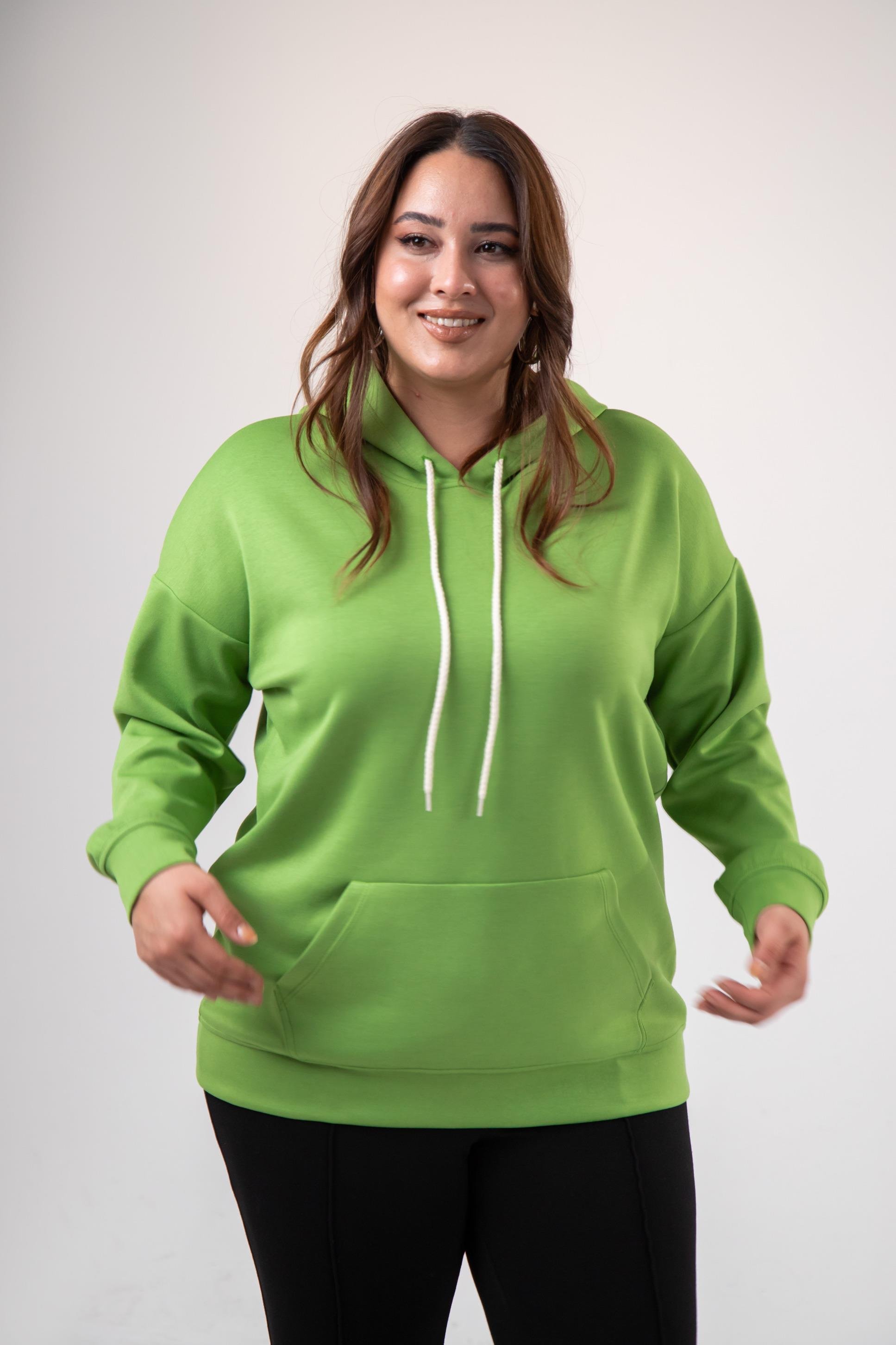 Büyük Beden 122655 Bağcıklı Sweat Yeşıl