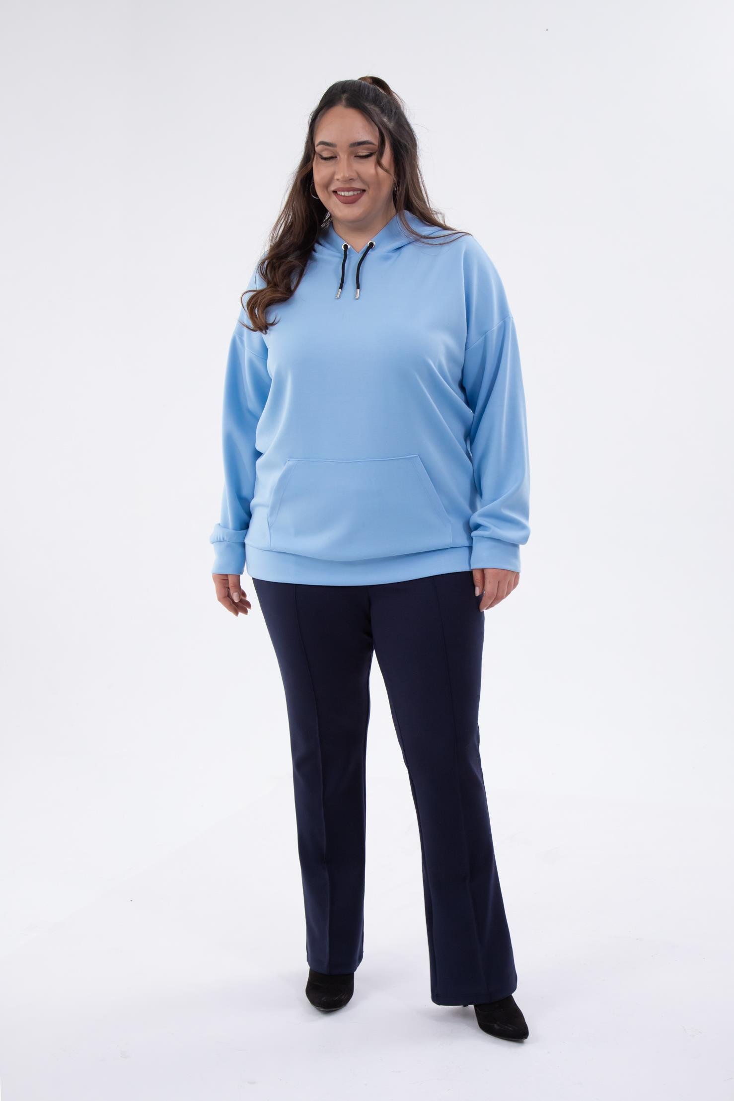 Büyük Beden 132158 Ön Dikişli Pantolon Lacivert