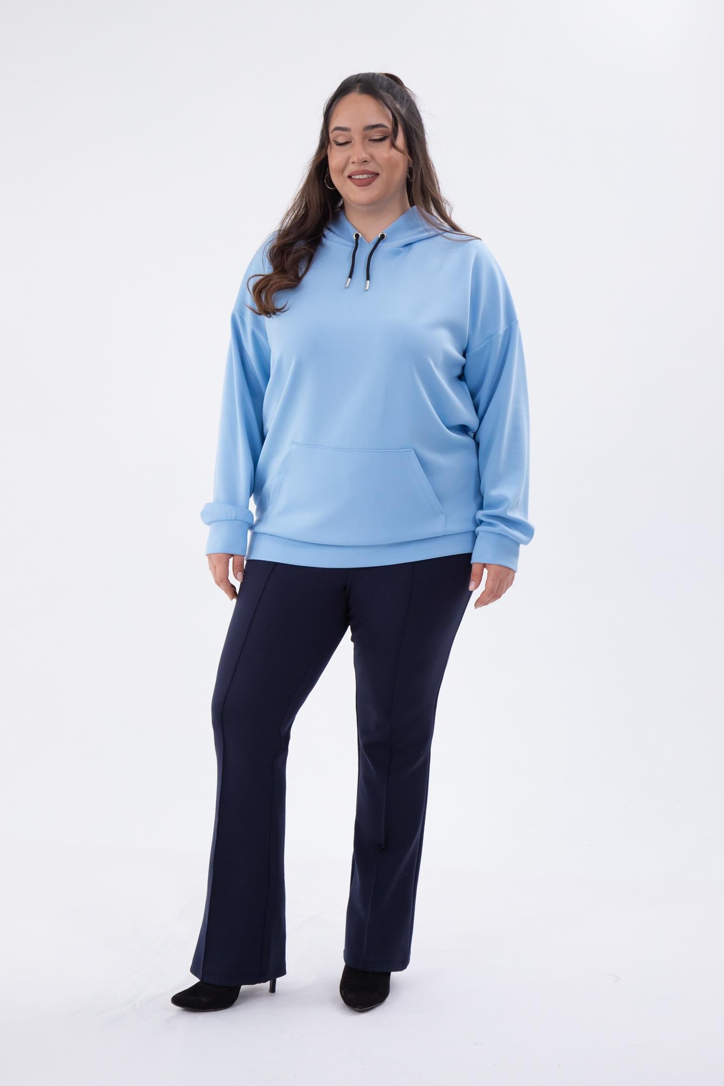 Büyük Beden 132158 Ön Dikişli Pantolon Lacivert