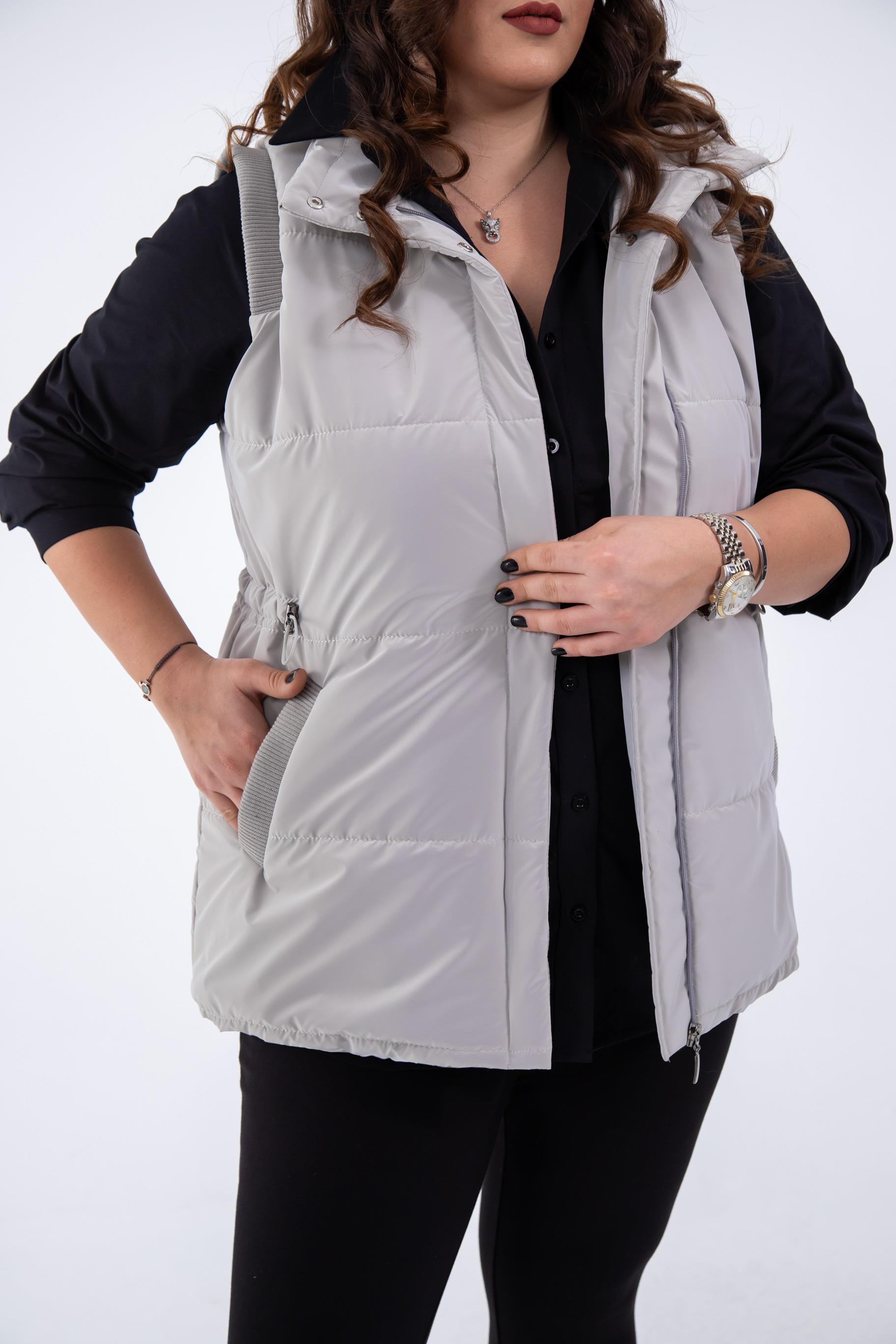 Büyük Beden 132187 Kapitone Yelek  Taş