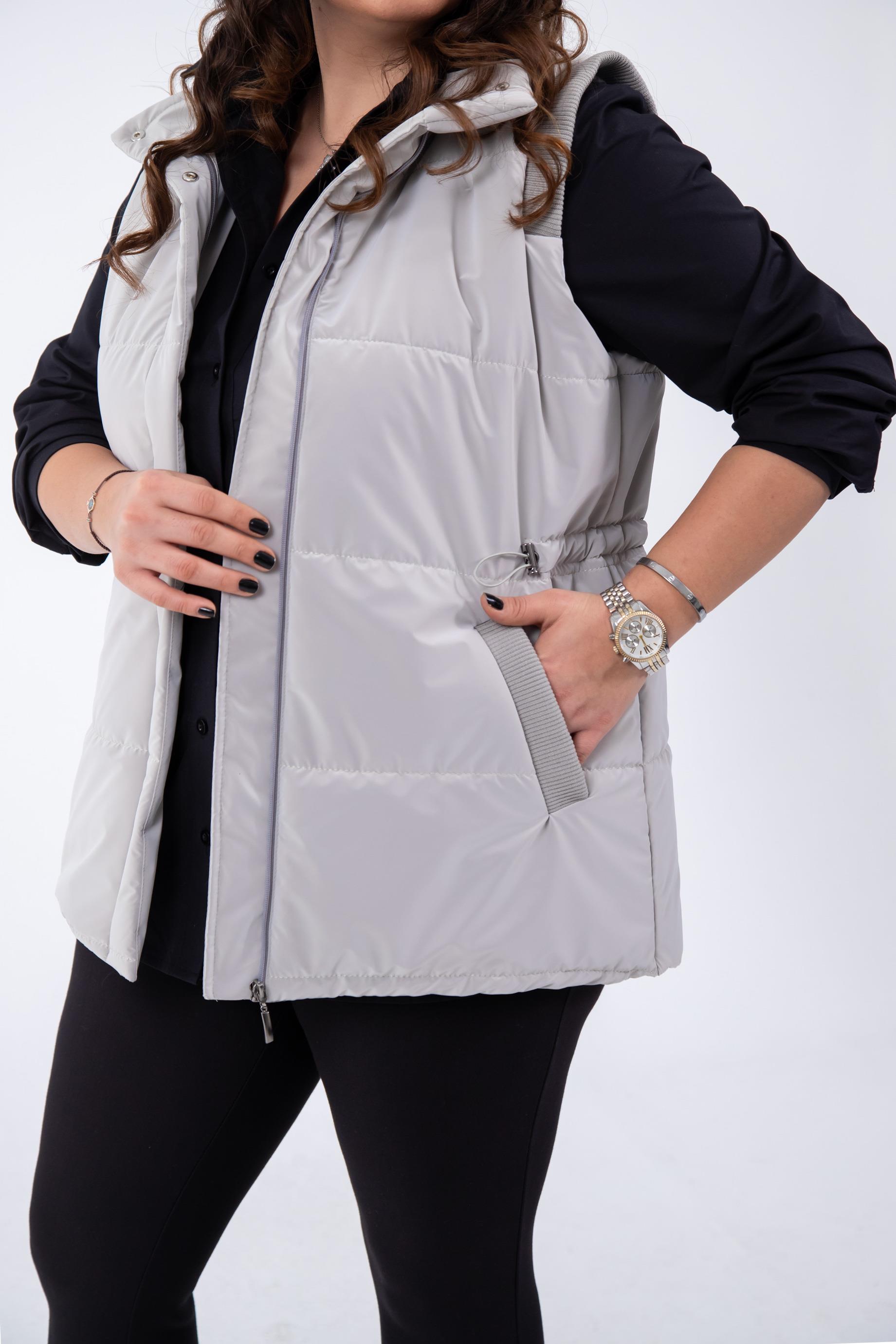 Büyük Beden 132187 Kapitone Yelek  Taş