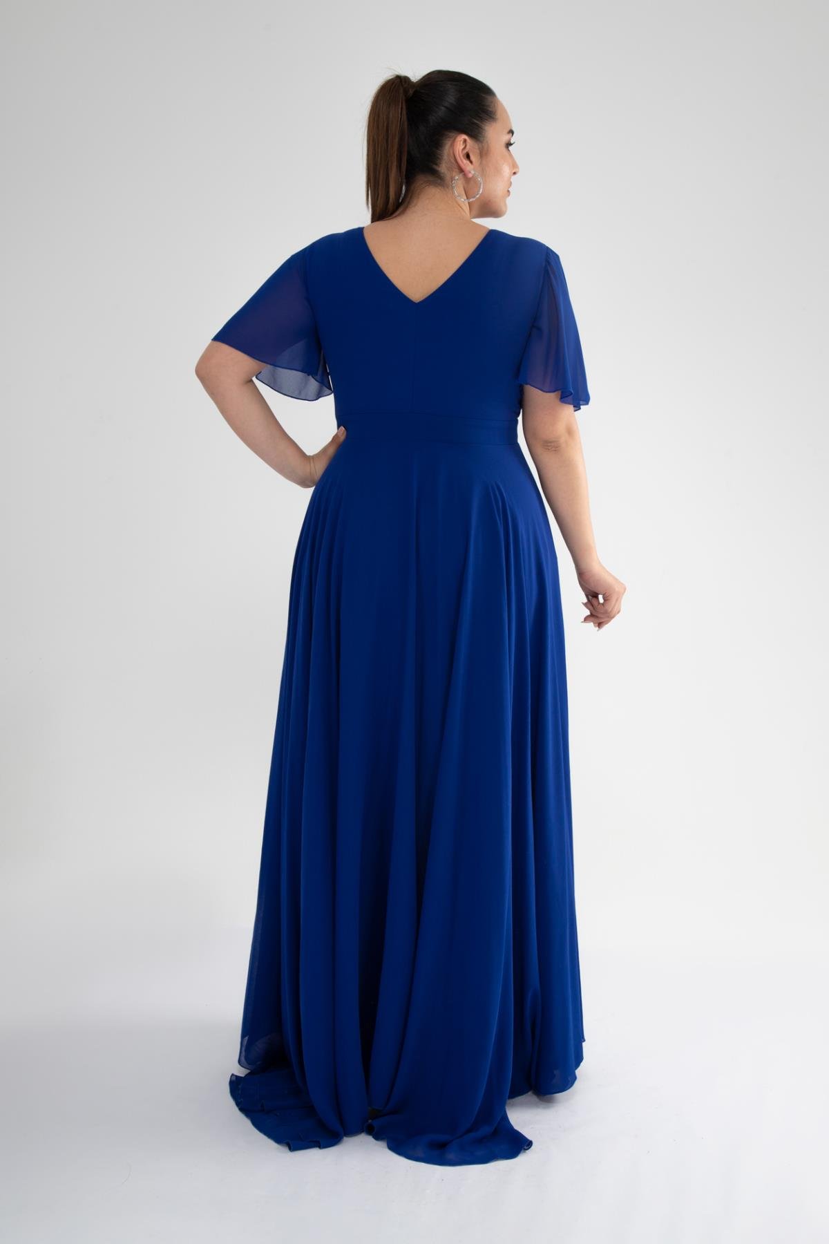 Büyük Beden 142018 Beli Aplik İşleme Abiye  Saks