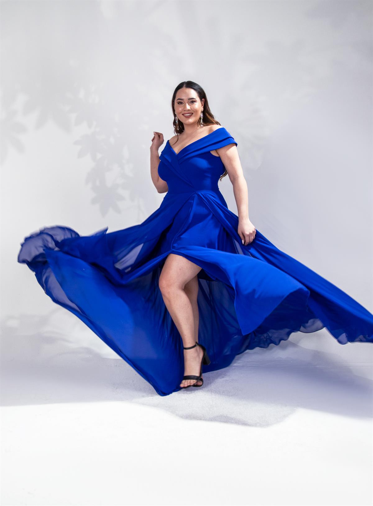 Büyük Beden 142038 Kruvaze Yaka Uzun Abiye  Saks