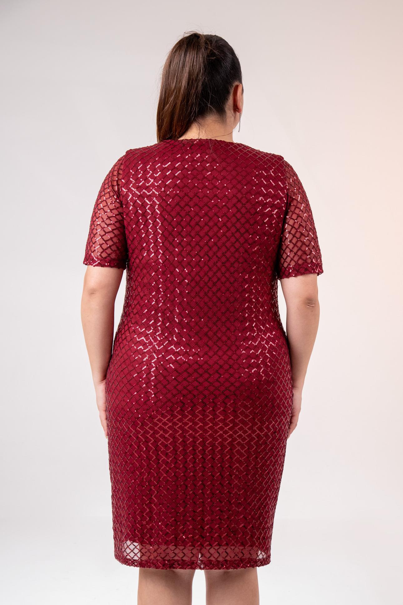 Büyük Beden 14223241 V Yaka Abiye Elbise Bordo