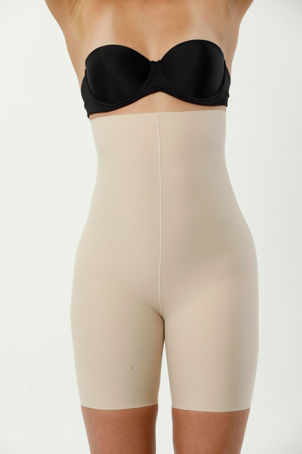 Büyük Beden 2002 Lazer Kesim Yüksek Bel Paçalı Korse  Ten