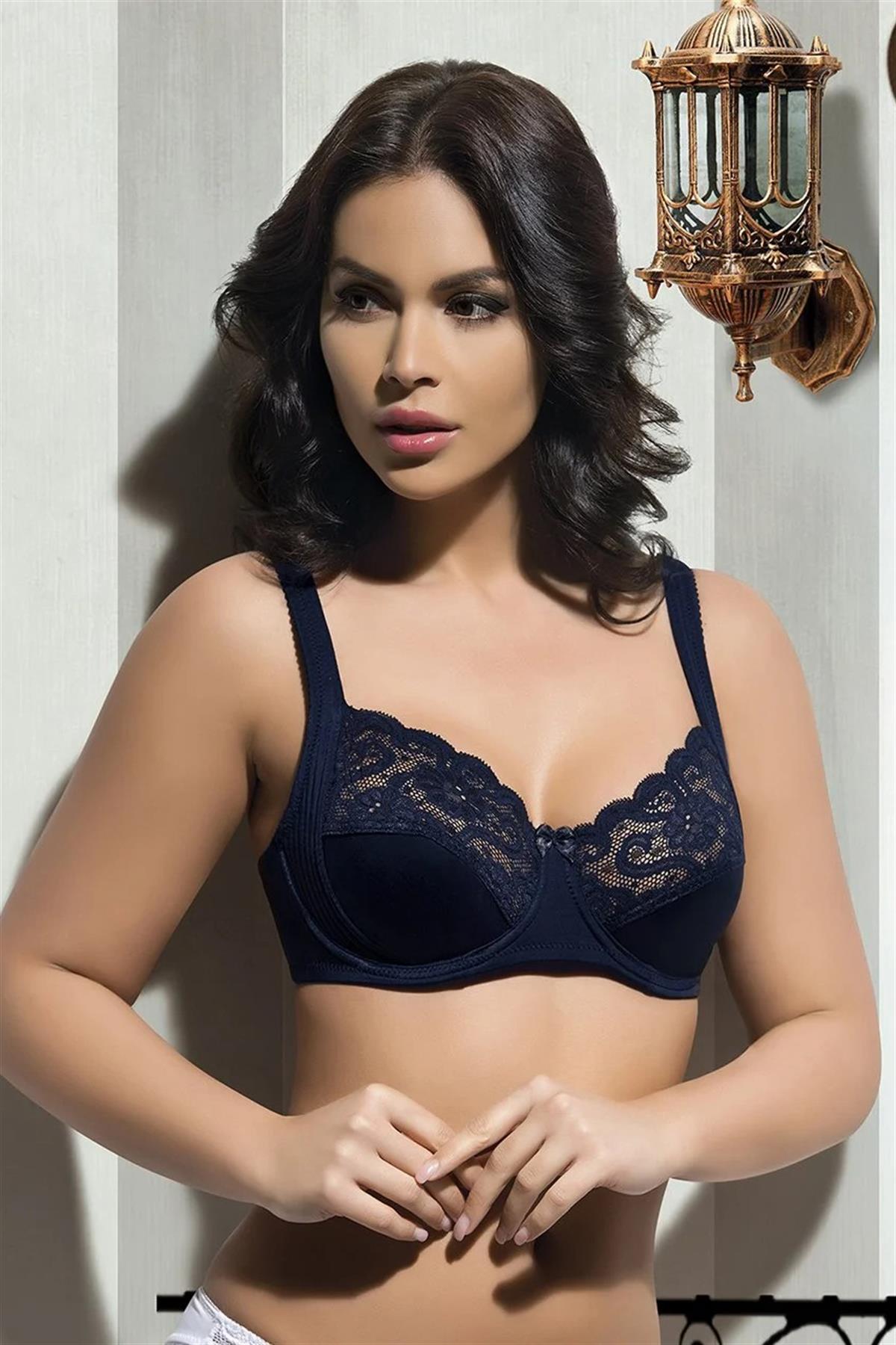 Büyük Beden 2100 Dantelli Toparlayıcı Sütyen Lacivert