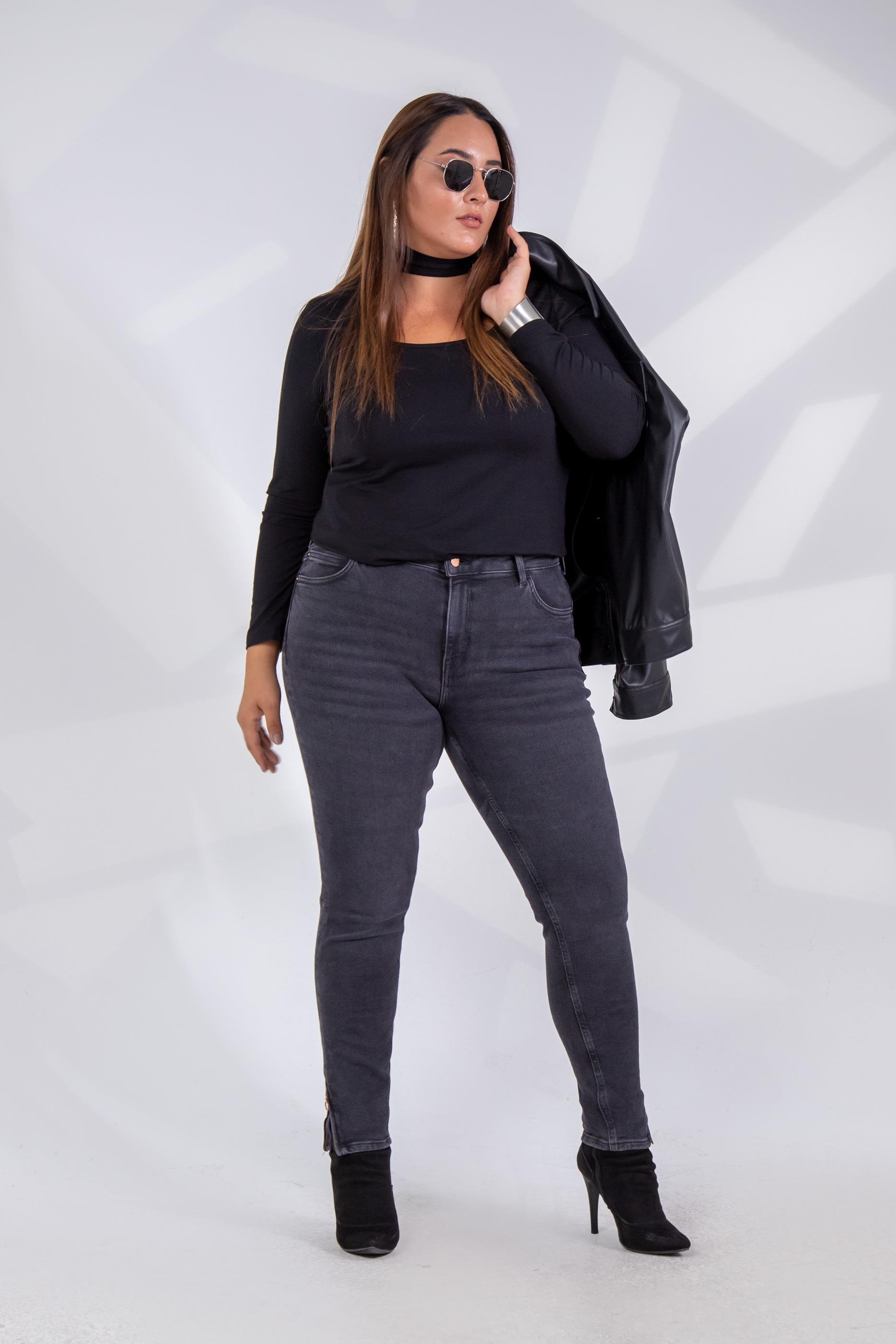 Büyük Beden 210024 Denim Pantolon  Siyah