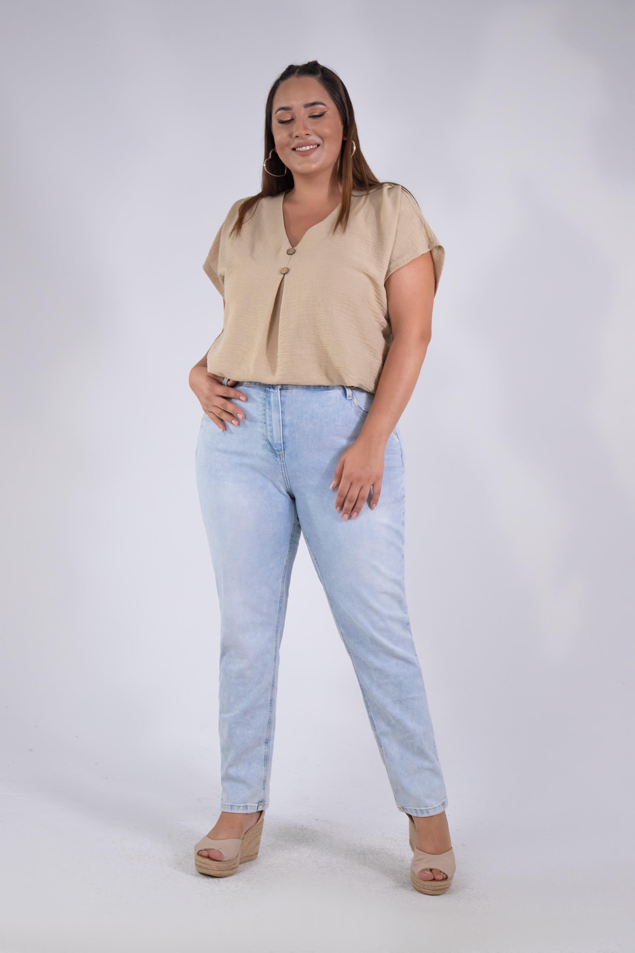 Büyük Beden 210077 Denim Pantolon  Buz Mavi