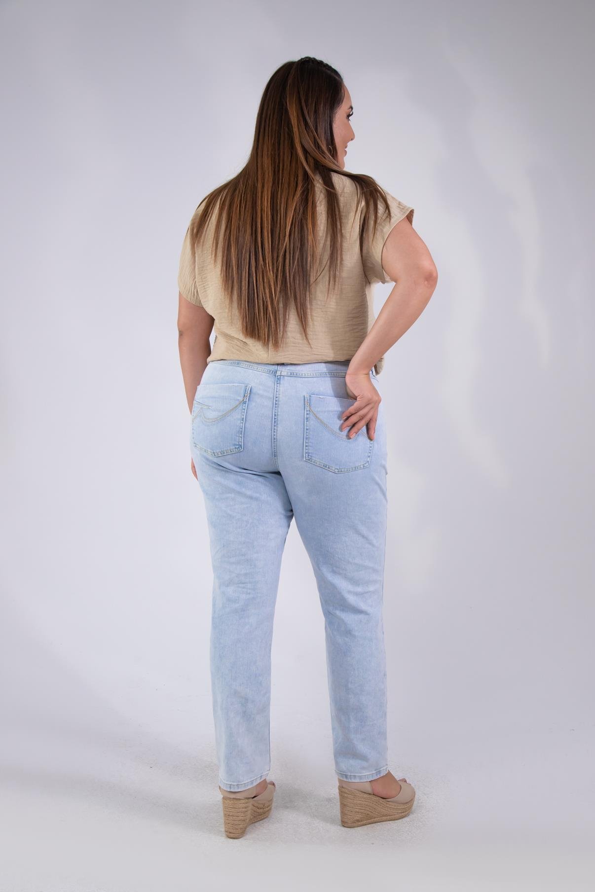 Büyük Beden 210077 Denim Pantolon  Buz Mavi