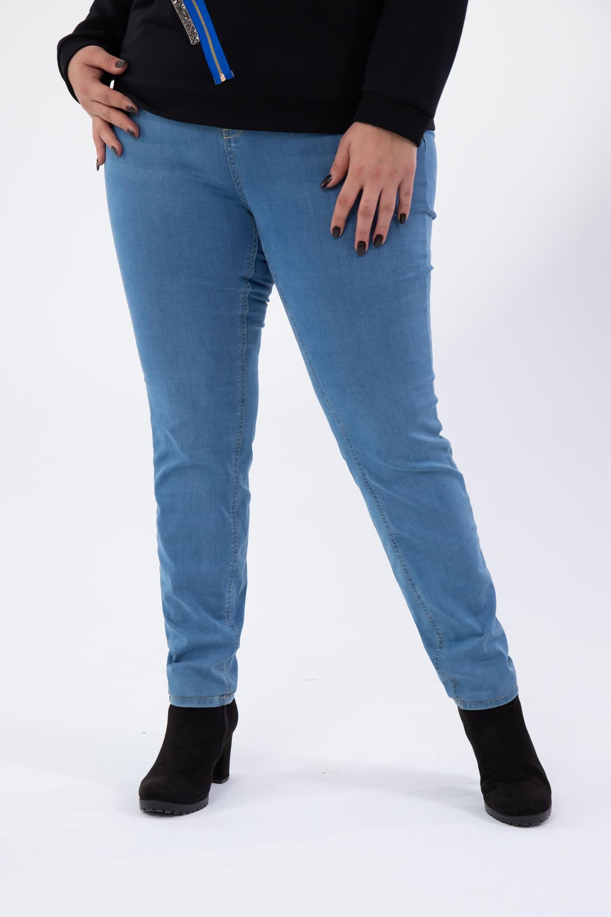 Büyük Beden 210081 Slim Fit Denim Pantolon  Buz Mavi