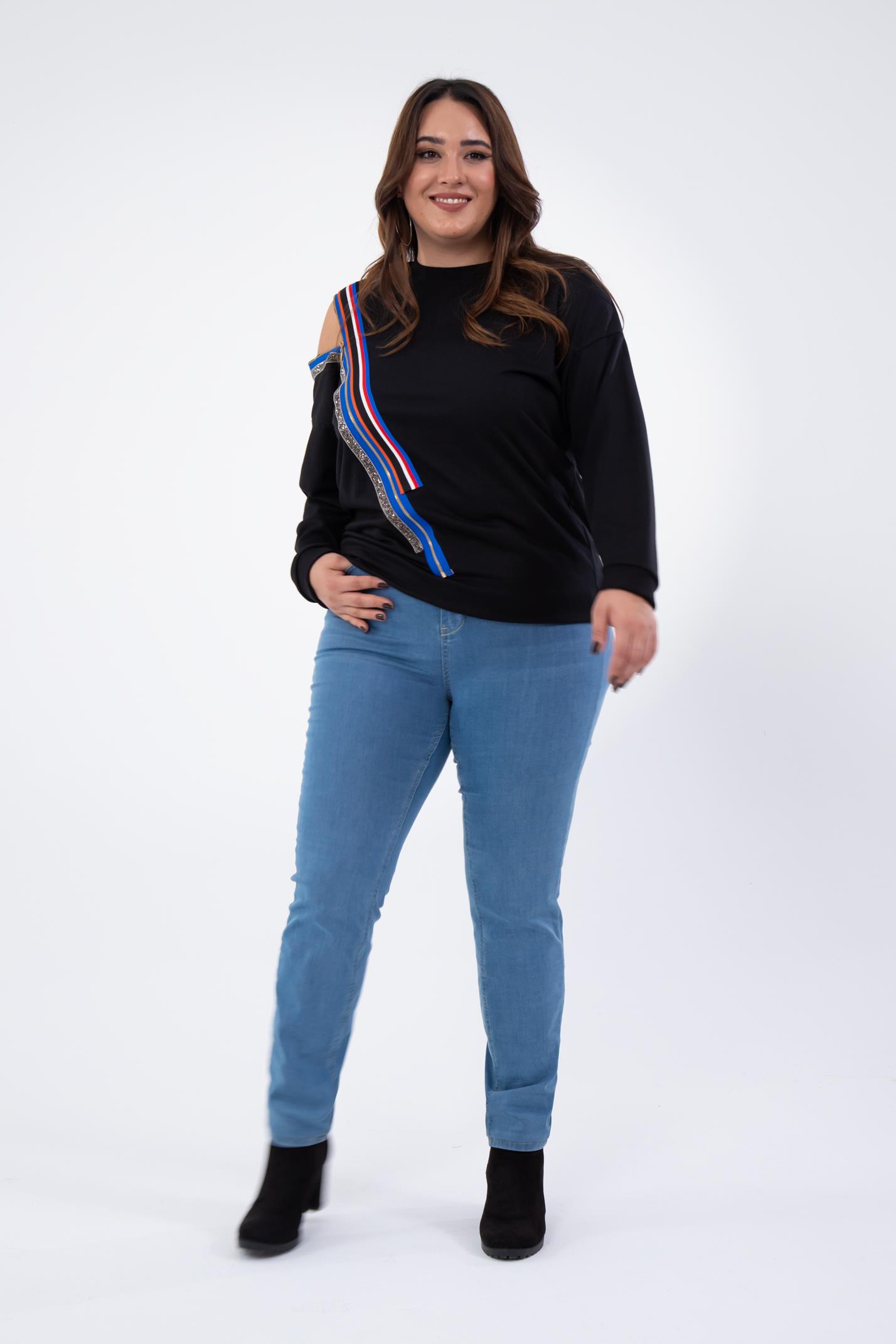 Büyük Beden 210081 Slim Fit Denim Pantolon  Buz Mavi