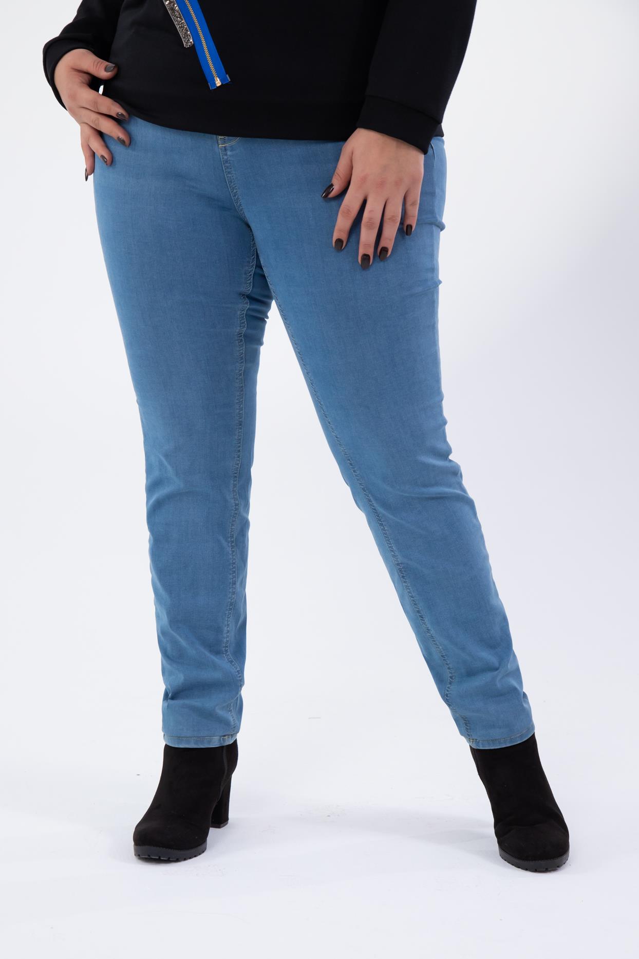 Büyük Beden 210081 Slim Fit Denim Pantolon  Buz Mavi