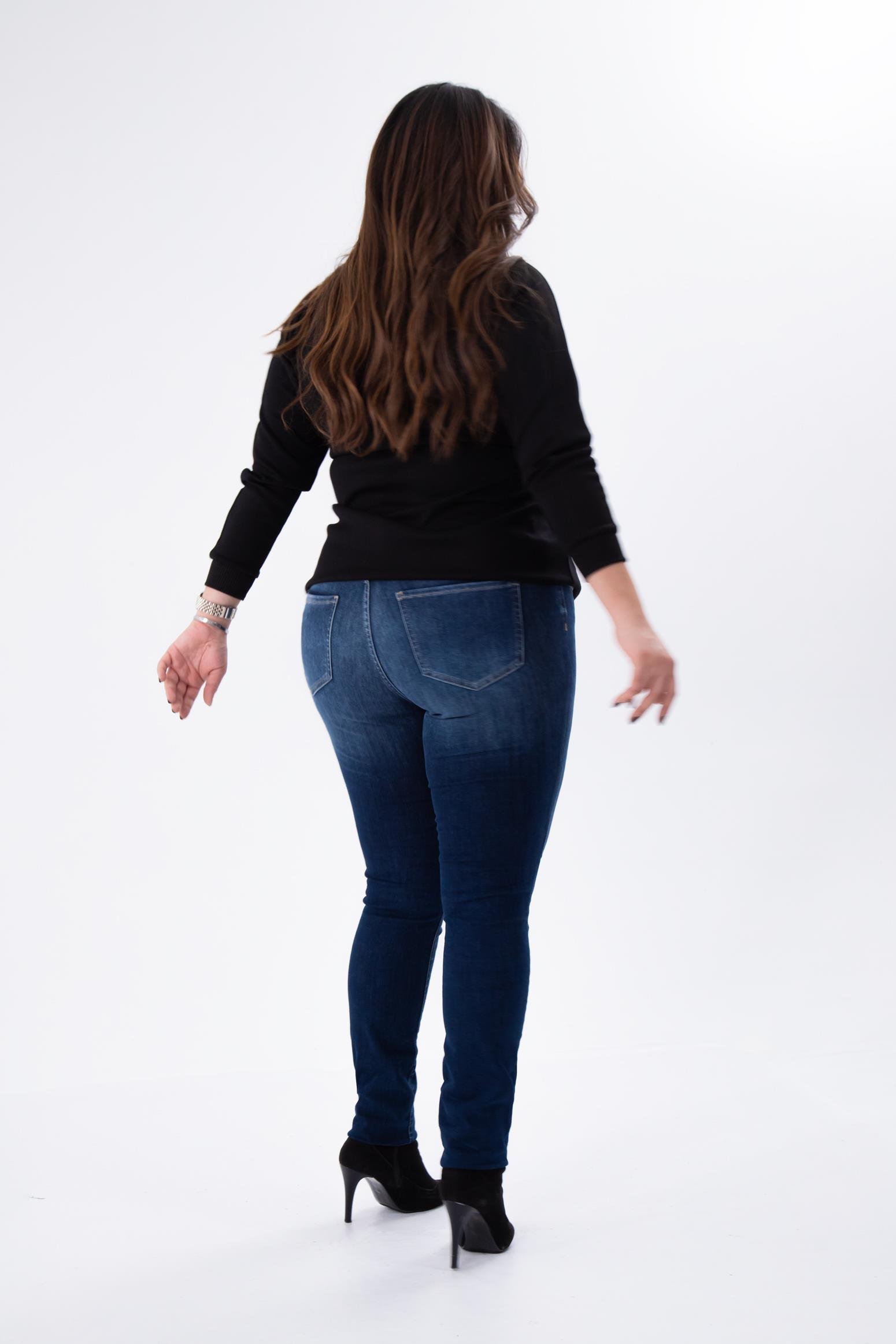 Büyük Beden 210089 Eskitme Denim Pantolon  Lacivert