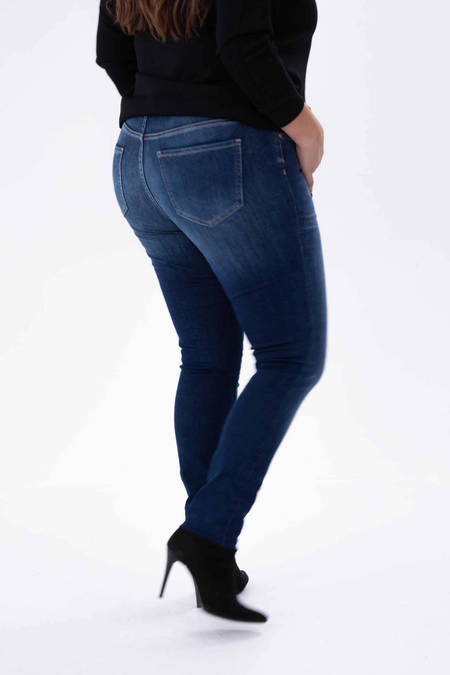 Büyük Beden 210089 Eskitme Denim Pantolon  Lacivert