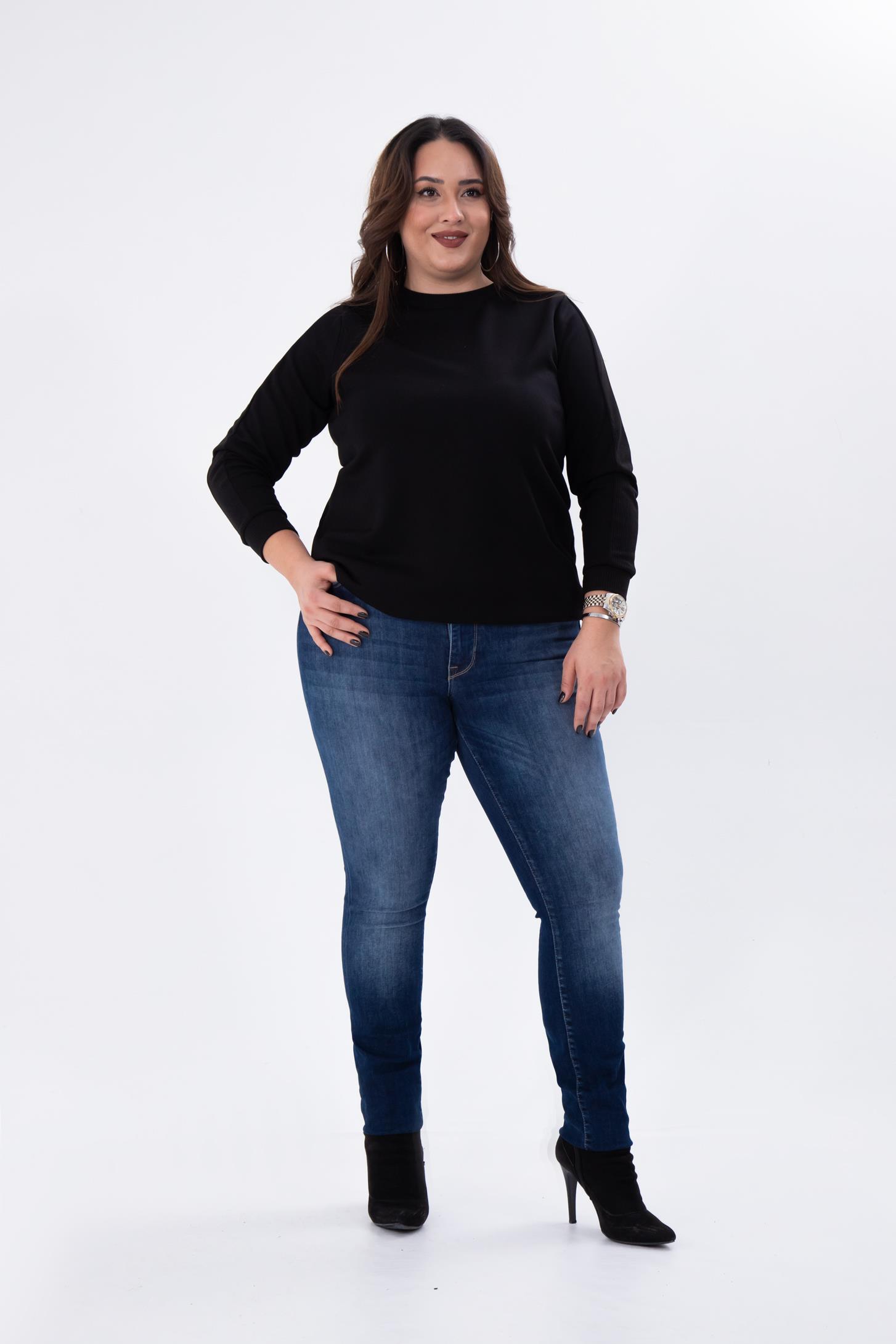 Büyük Beden 210089 Eskitme Denim Pantolon  Lacivert
