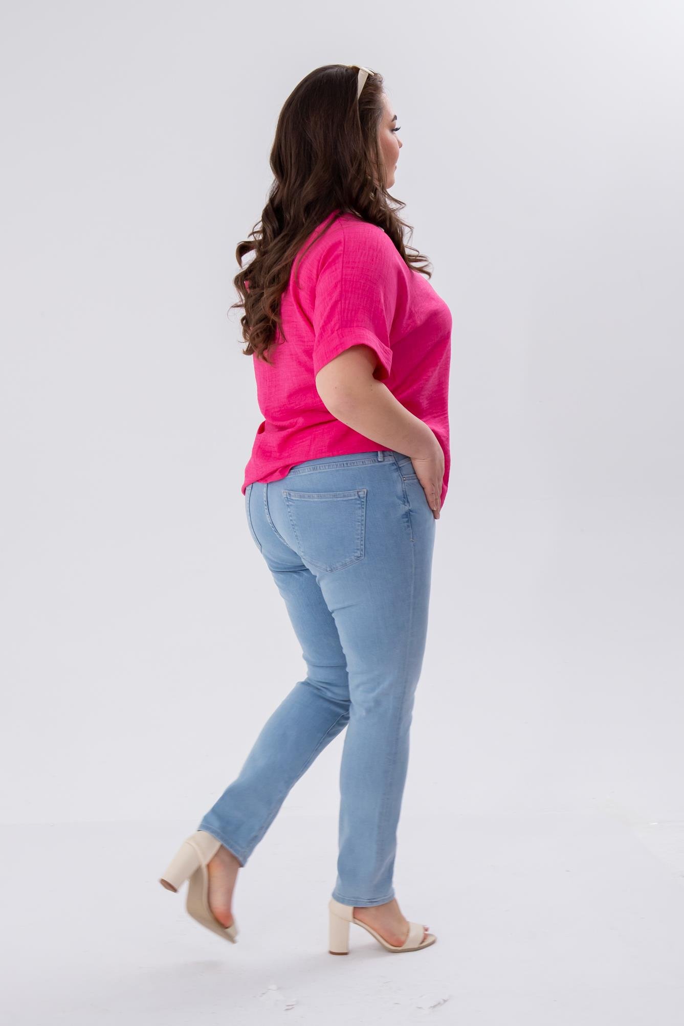 Büyük Beden 210097 Slim Denim Pantolon  Buz Mavi