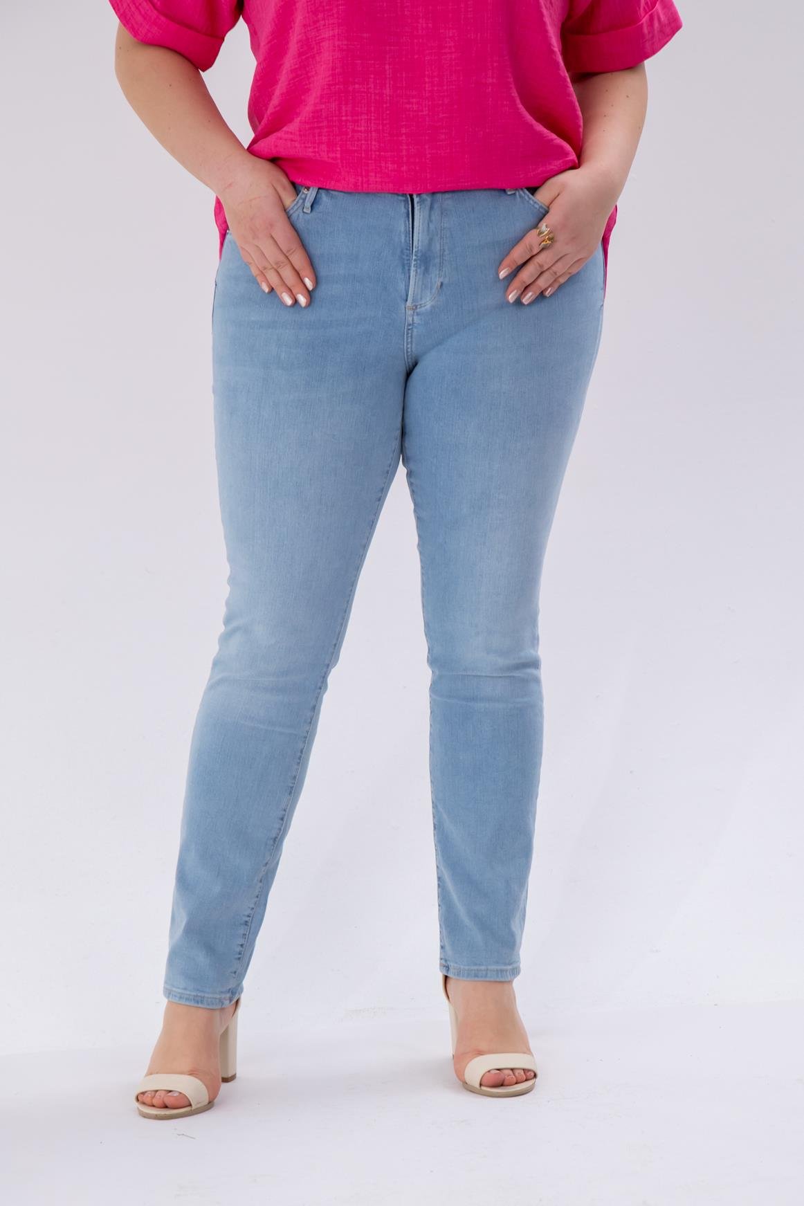 Büyük Beden 210097 Slim Denim Pantolon  Buz Mavi
