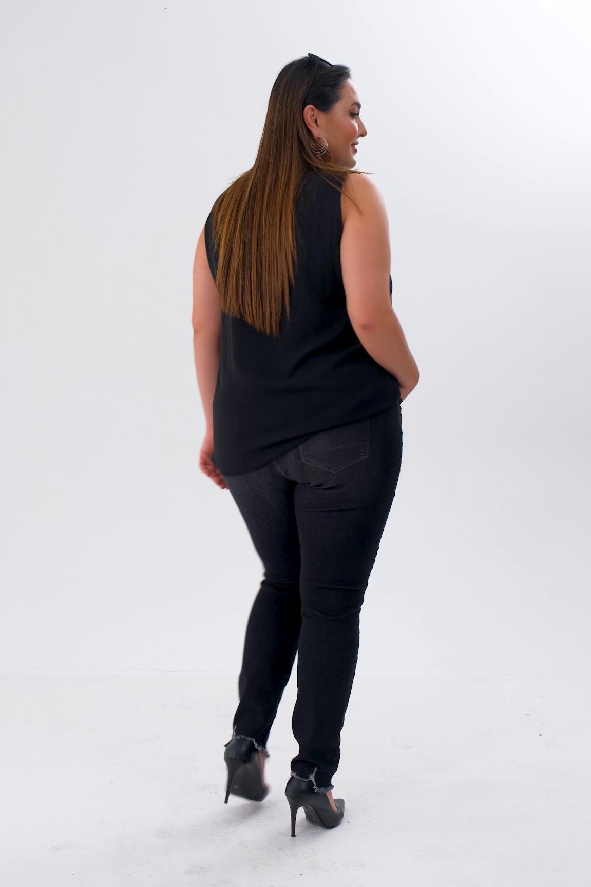 Büyük Beden 210099 Yırtık--Eskitme Denim Pantolon  Siyah